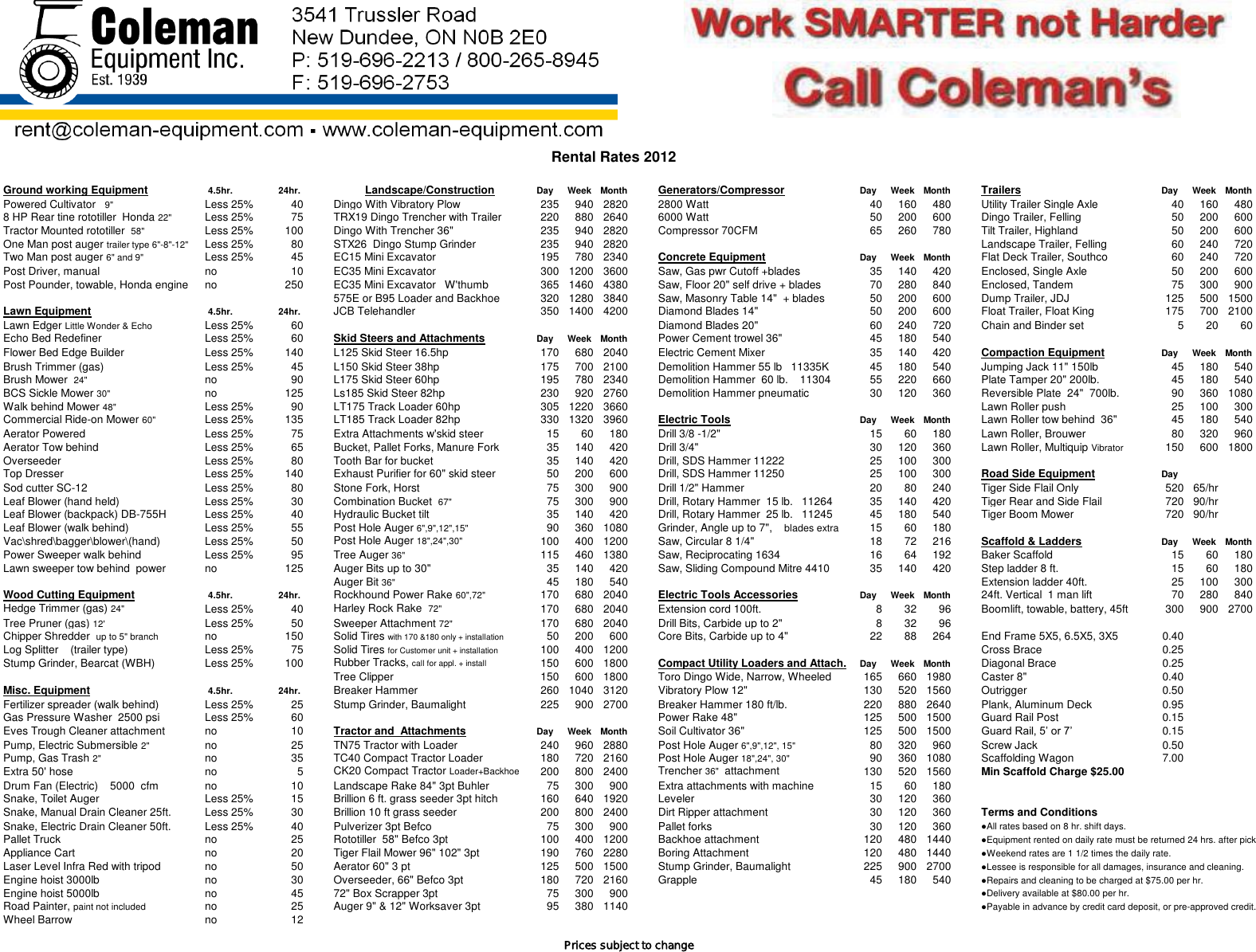 Page 1 of 1 - !! Rental Pricelist 2012