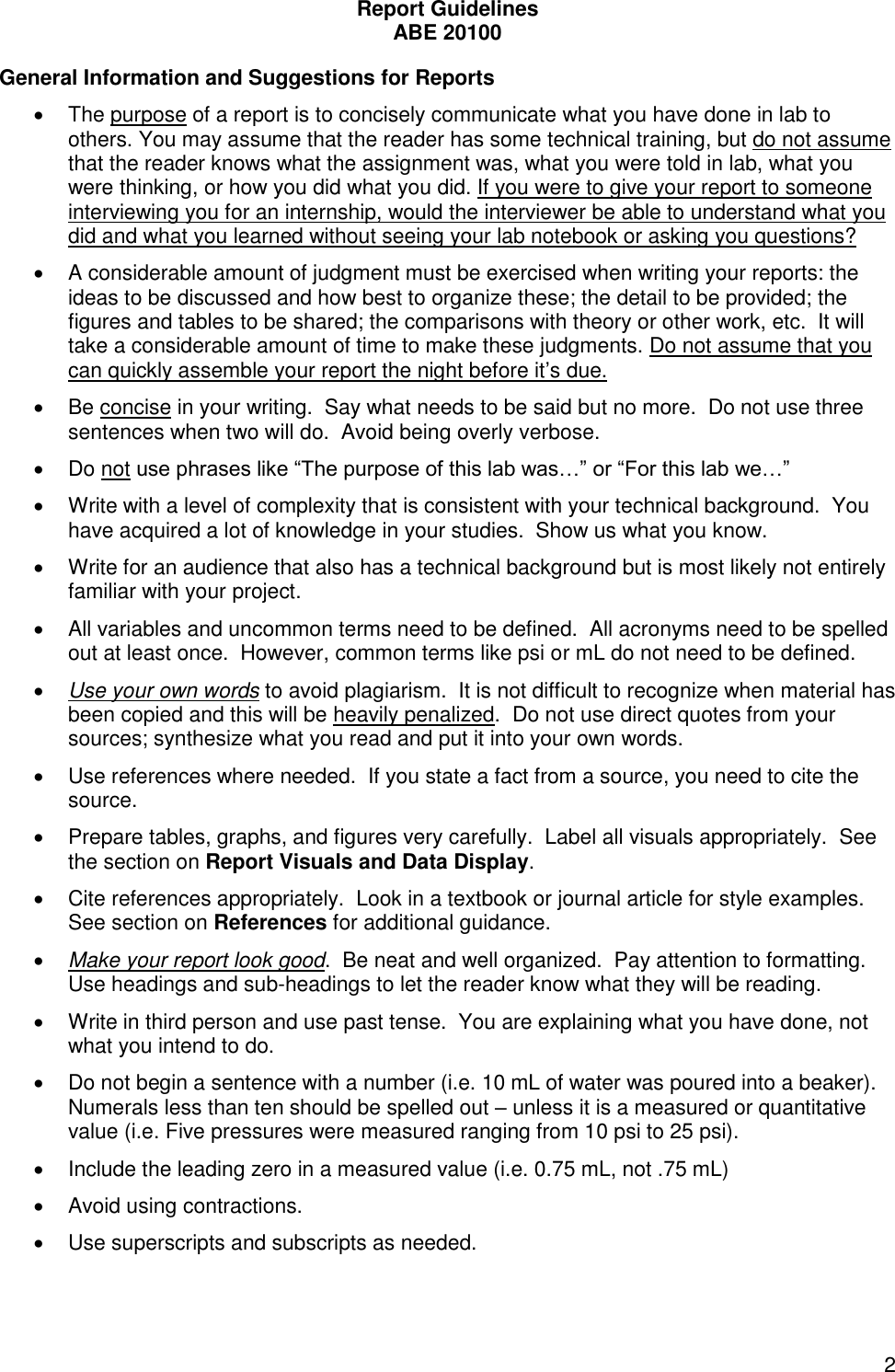 Page 2 of 9 - ABE 20100 Report Writing Guide ABE20100