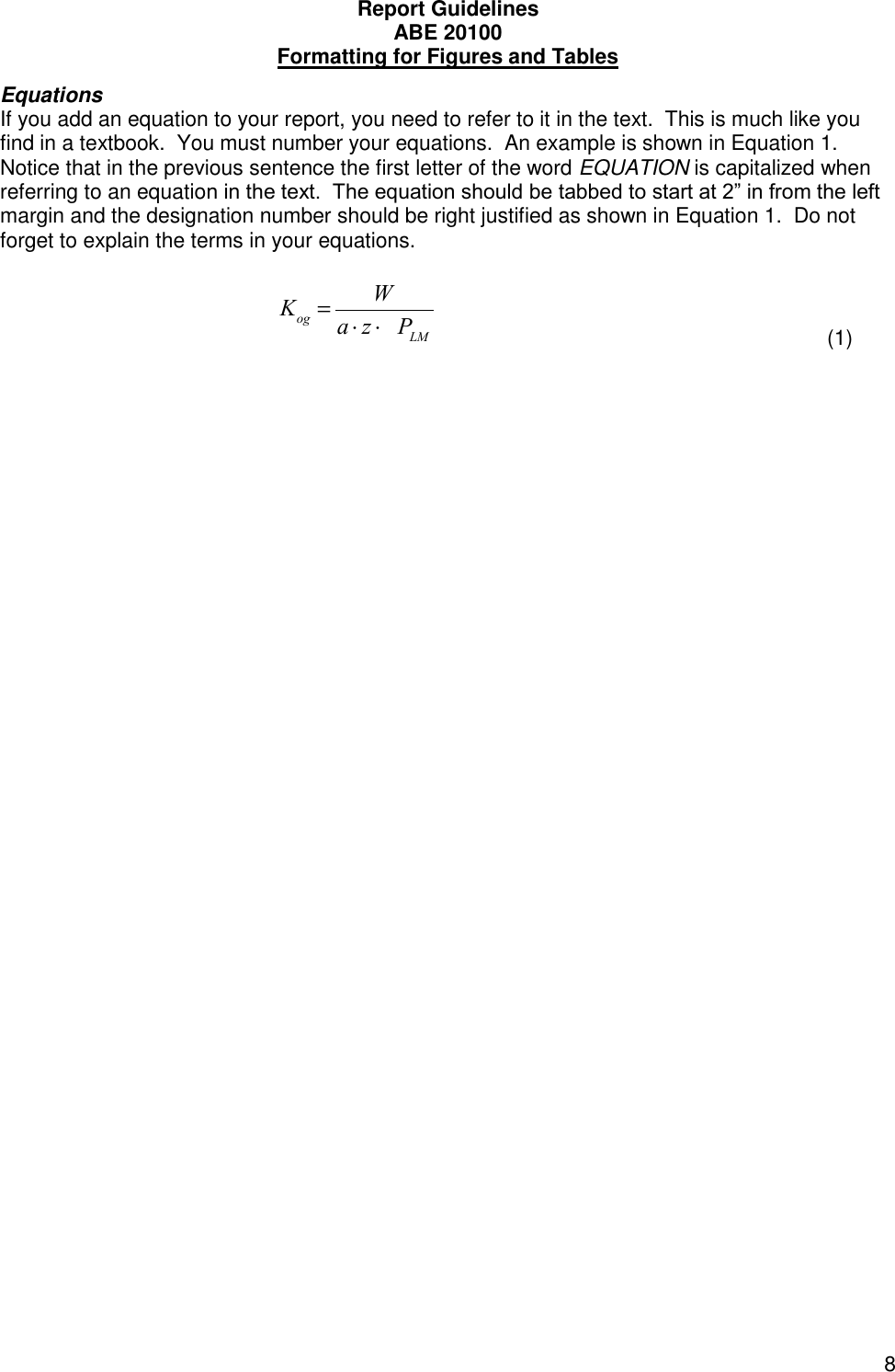 Page 8 of 9 - ABE 20100 Report Writing Guide ABE20100