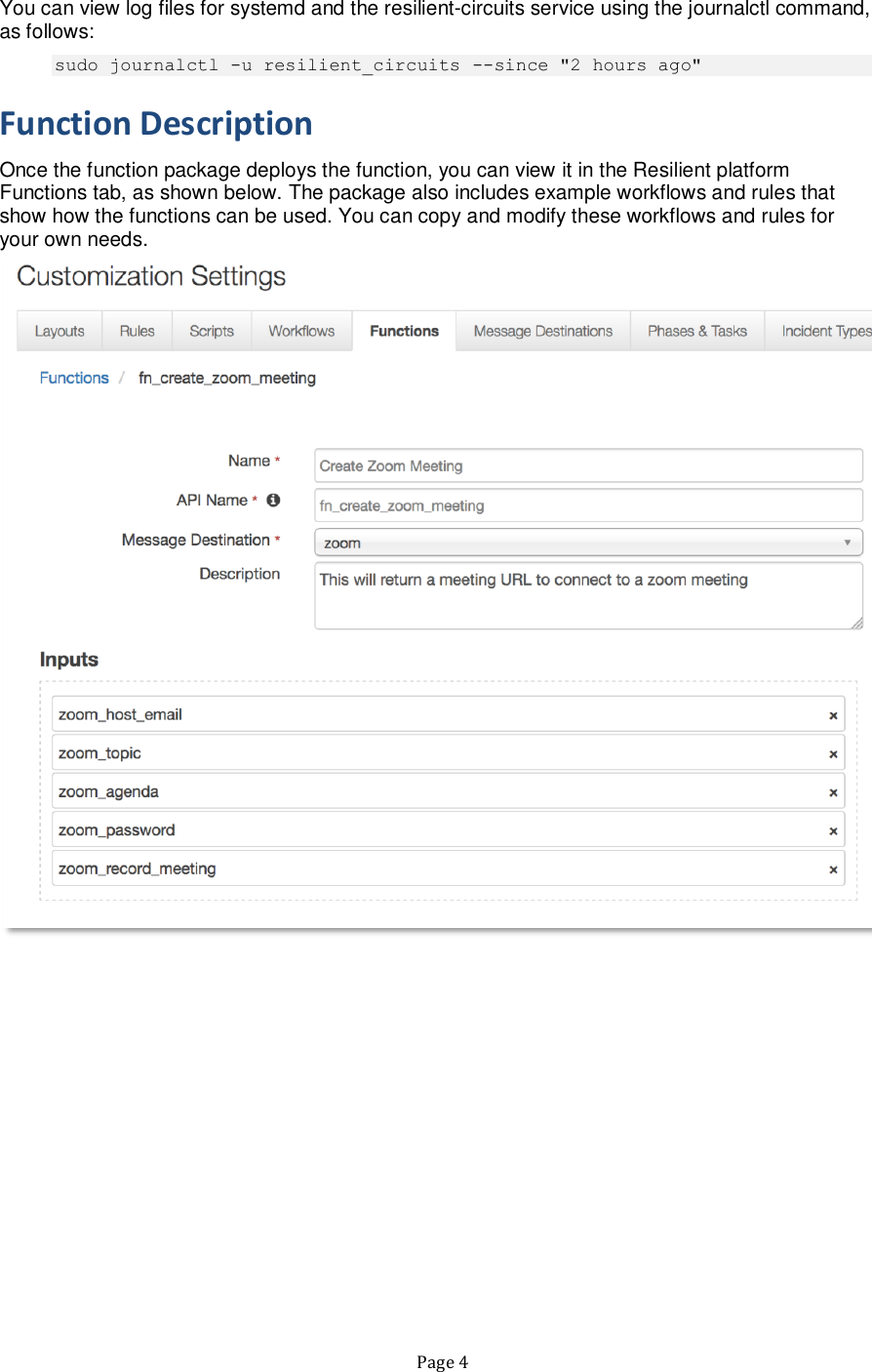 Page 4 of 8 - Resilient IRP Integrations Create Zoom Meeting Function Guide