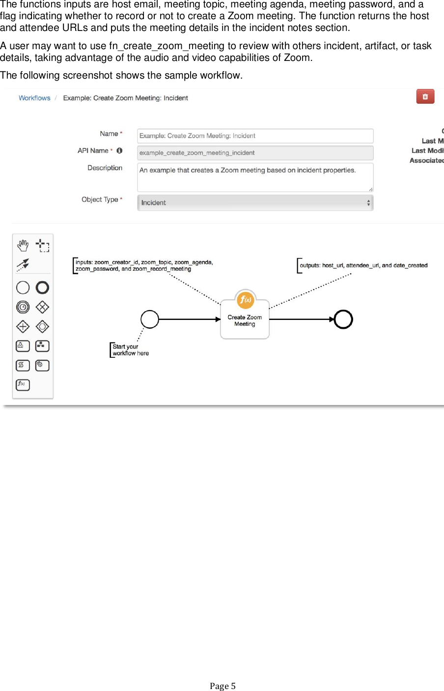 Page 5 of 8 - Resilient IRP Integrations Create Zoom Meeting Function Guide