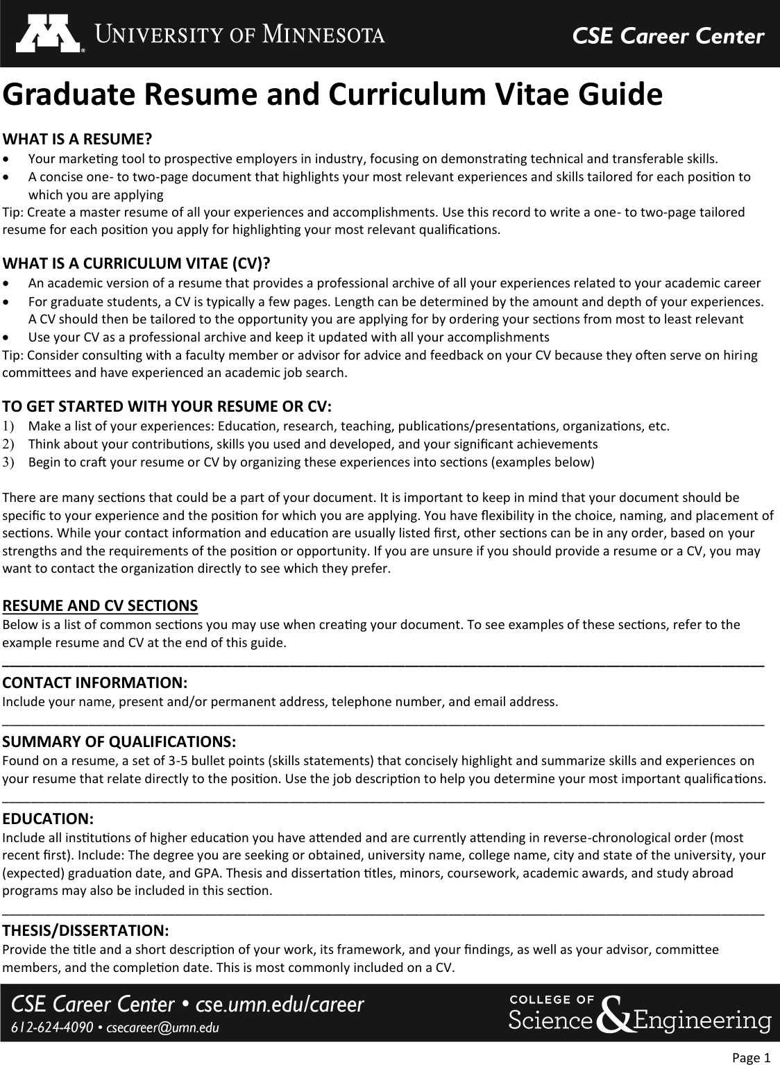 Page 1 of 10 - Resume CV Guide