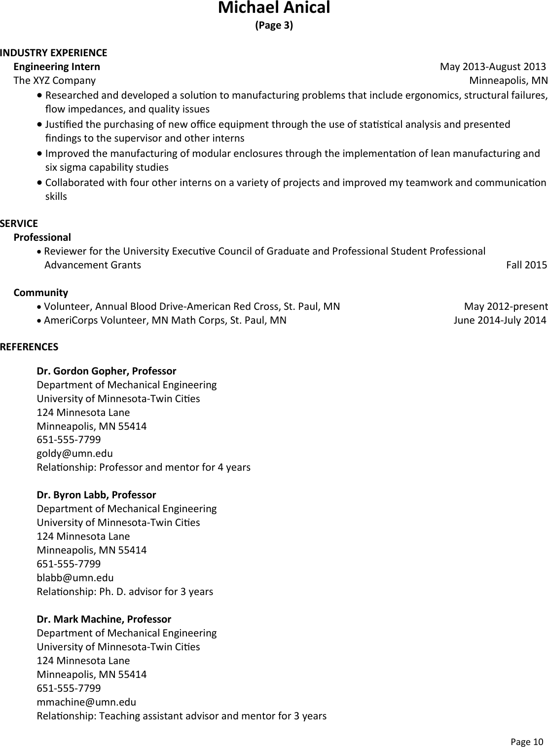 Page 10 of 10 - Resume CV Guide