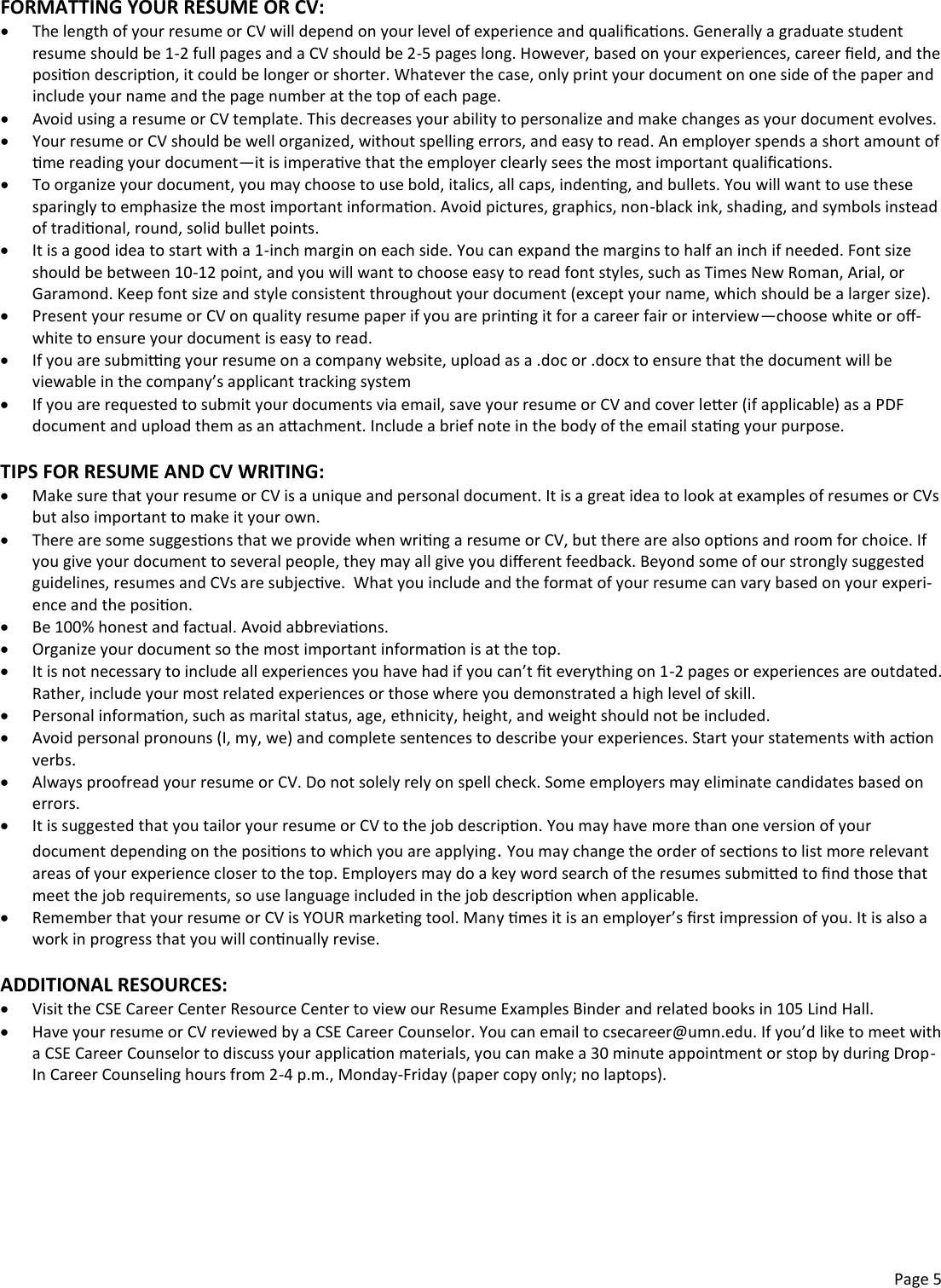 Page 5 of 10 - Resume CV Guide