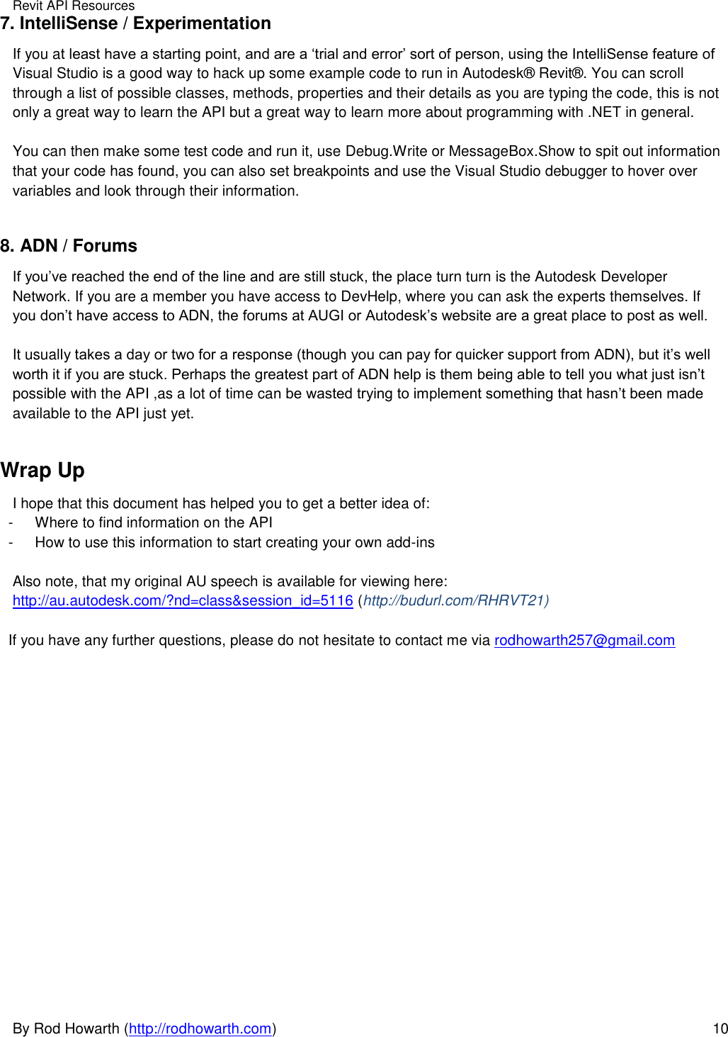 Page 10 of 10 - Revit API Resource Guide By Rod Howarth