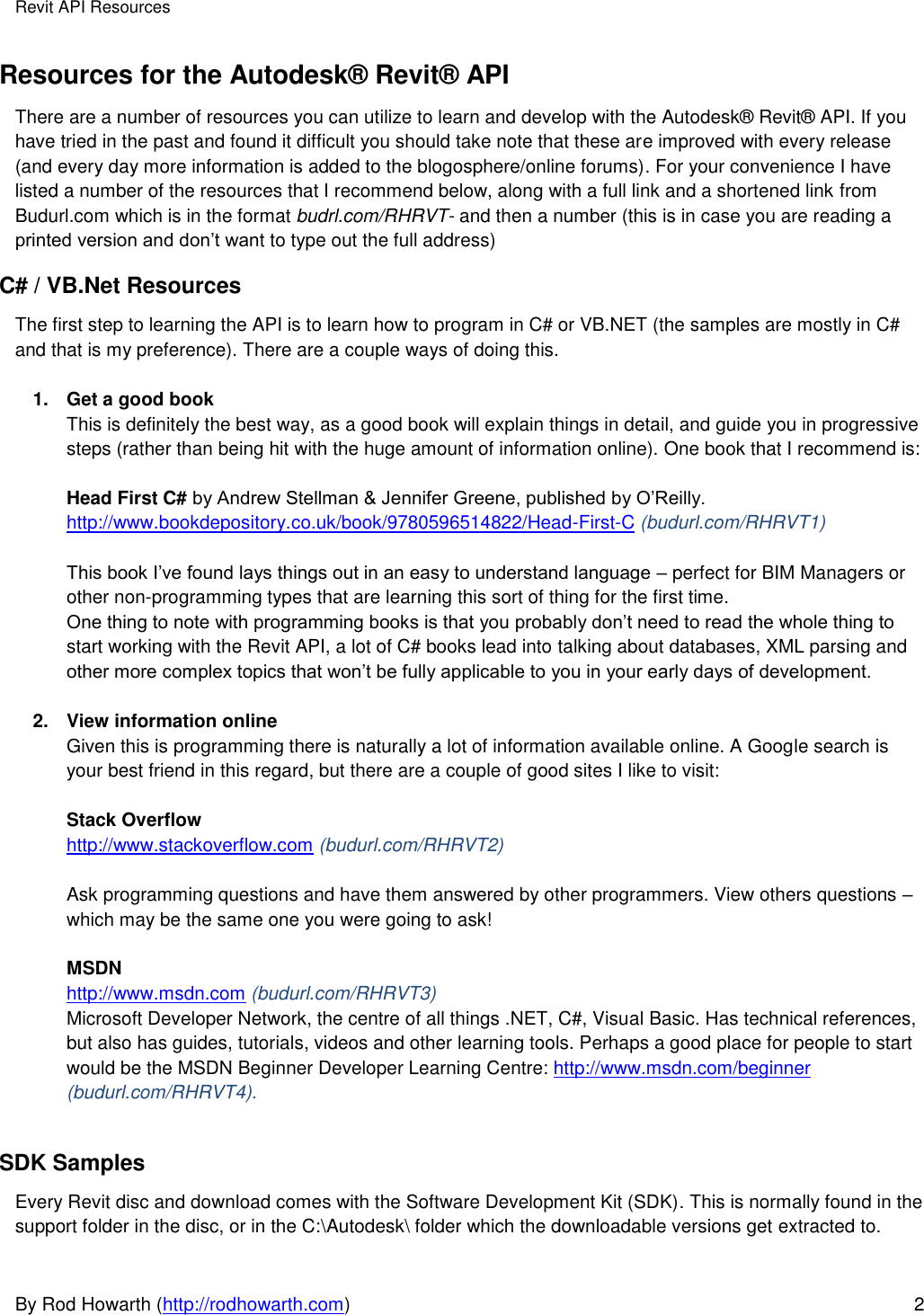 Page 2 of 10 - Revit API Resource Guide By Rod Howarth