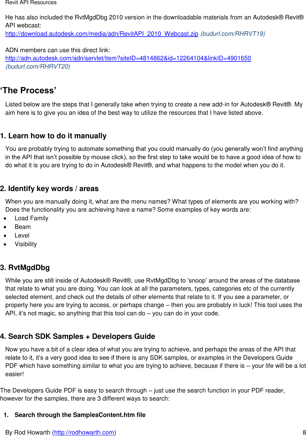 Page 8 of 10 - Revit API Resource Guide By Rod Howarth