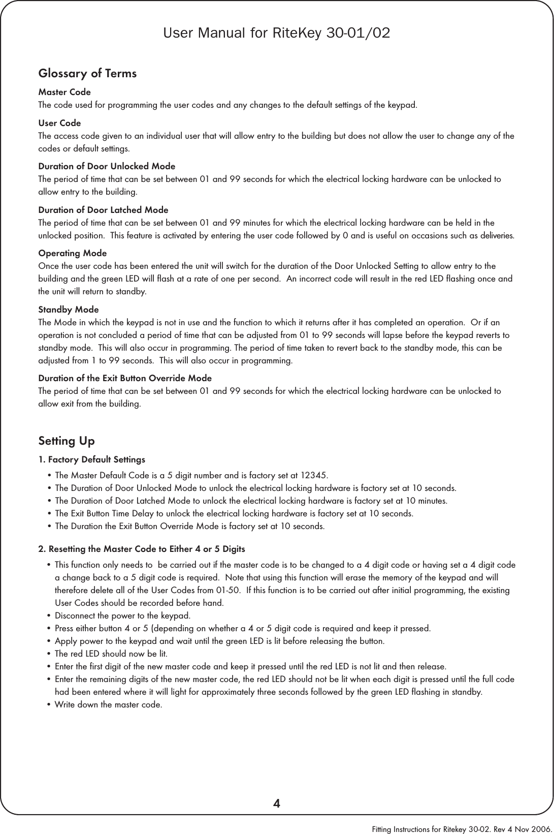 Page 5 of 6 - RiteKey FI 30-02 Nov 06 Rite Key-30-02-FI-Nov-06