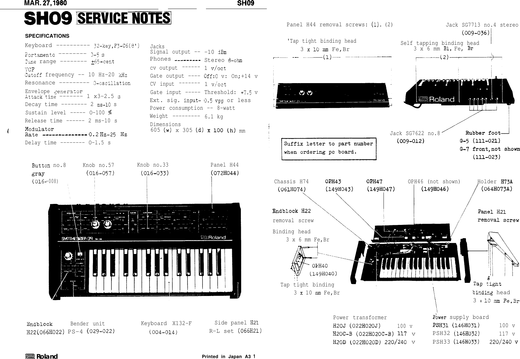 Page 1 of 7 - Roland SH09 Service