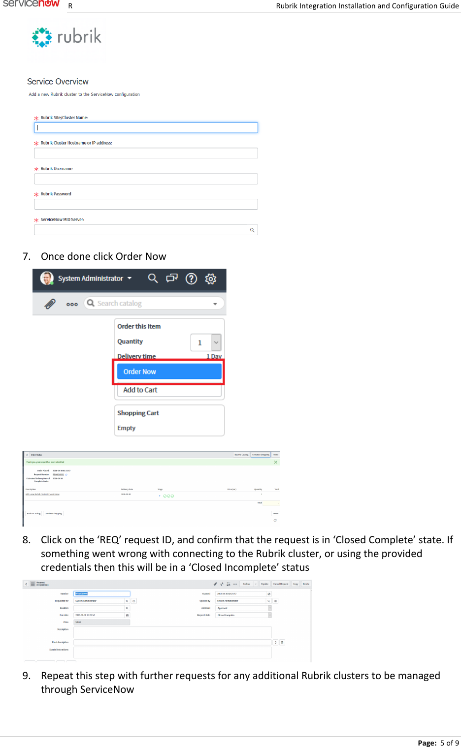 Page 5 of 9 - Rubrik Scoped Certified Application Installation And Configuration Guide V.1.4