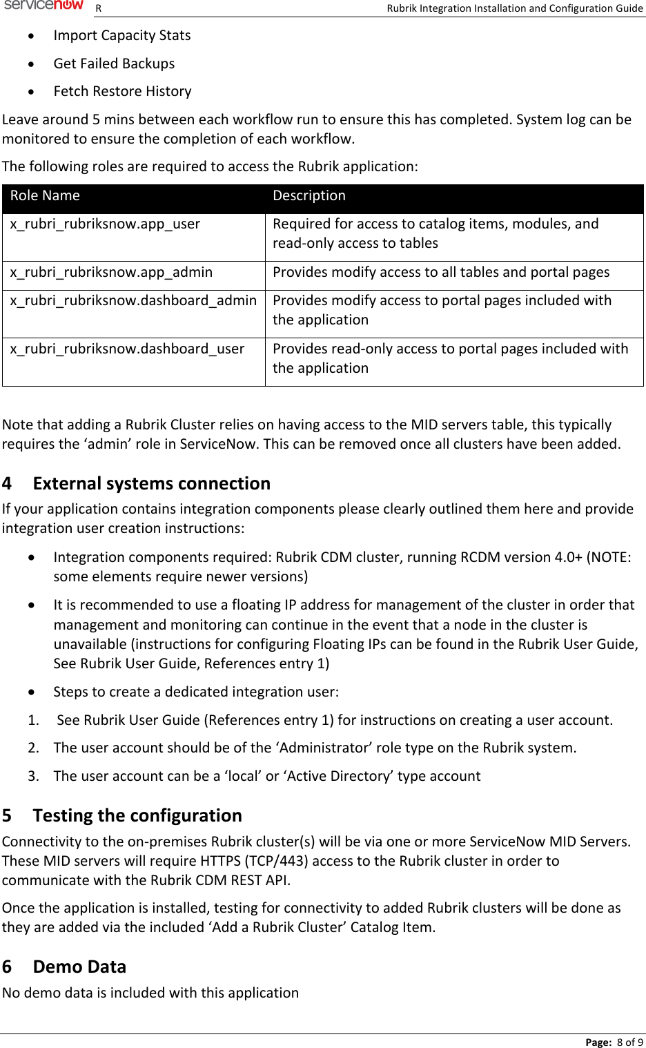 Page 8 of 9 - Rubrik Scoped Certified Application Installation And Configuration Guide V.1.4