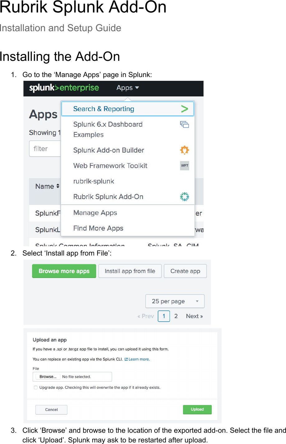 Page 1 of 12 - Rubrik Splunk Add-On - Installation And Setup Guide