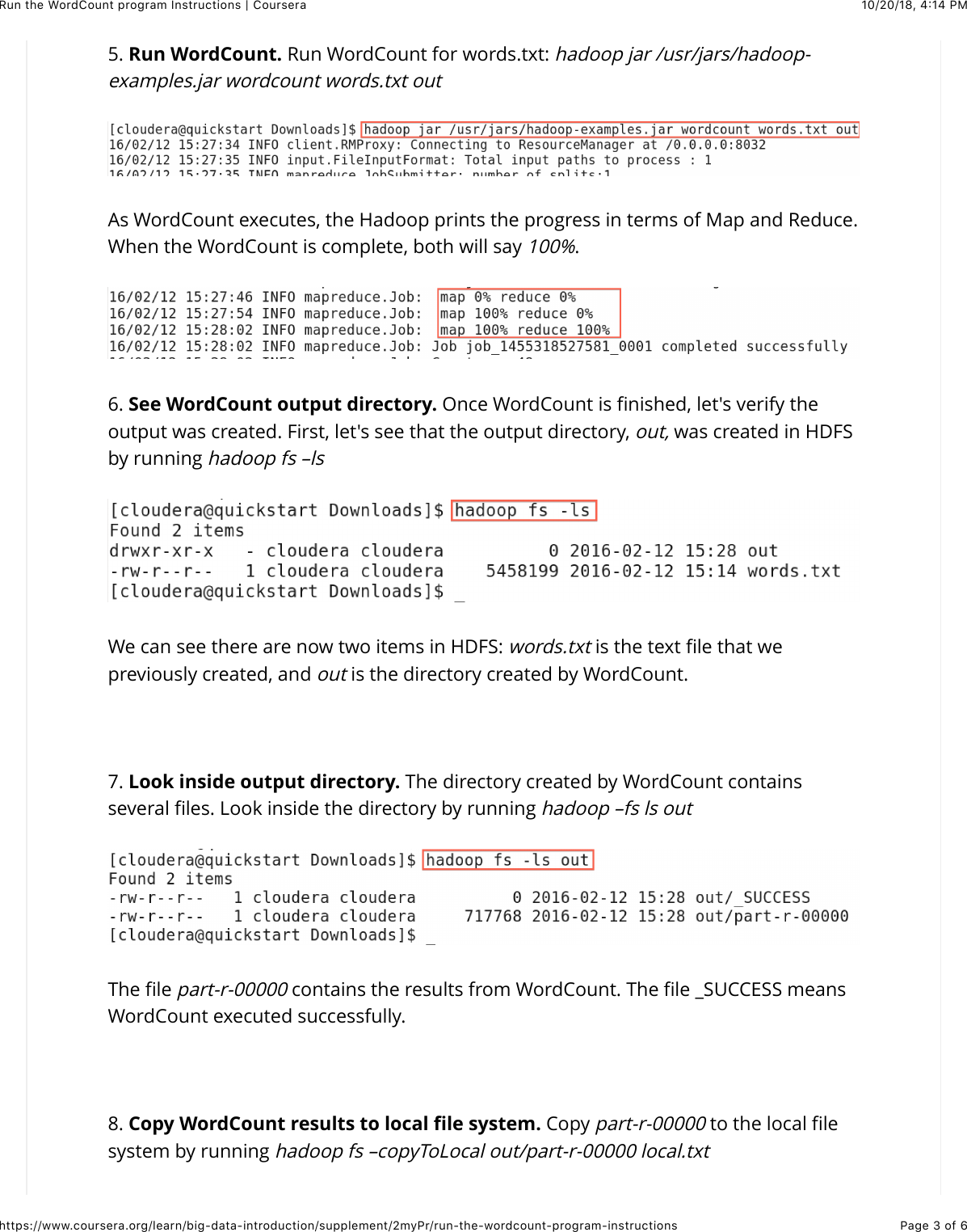 Page 3 of 6 - Run The Word Count Program Instructions | Coursera