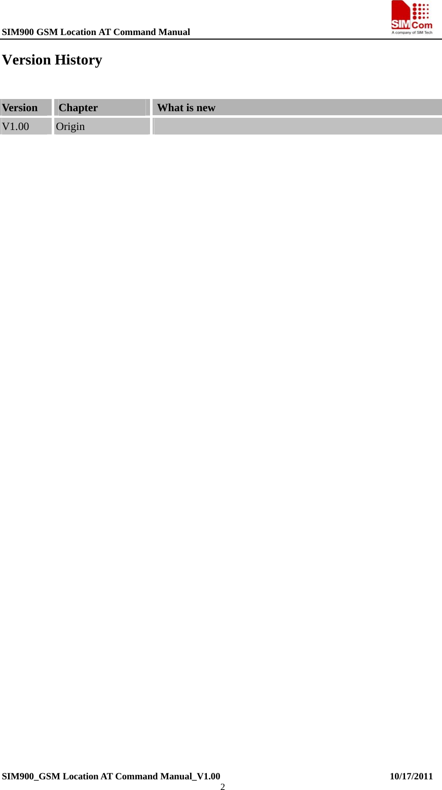 Page 3 of 8 - SIM900 GSM Location AT Command Manual V1.00