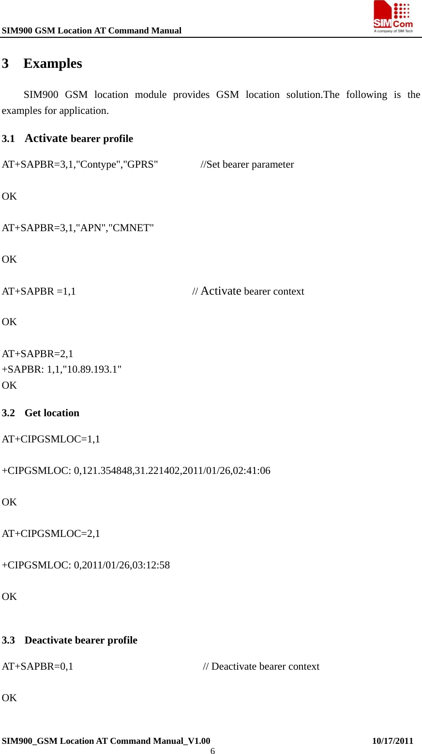 Page 7 of 8 - SIM900 GSM Location AT Command Manual V1.00