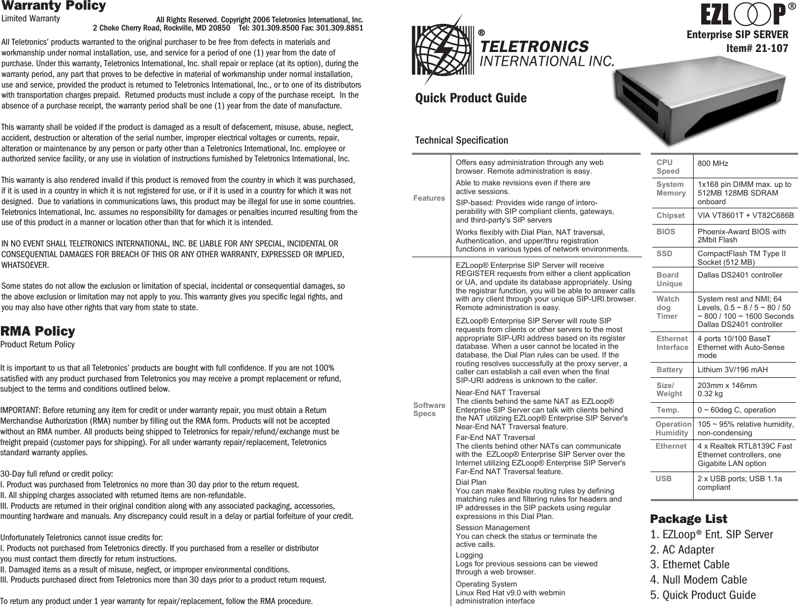 Page 1 of 2 - SIP1 Quick Guide SIPServer SIPSERVERquickguide