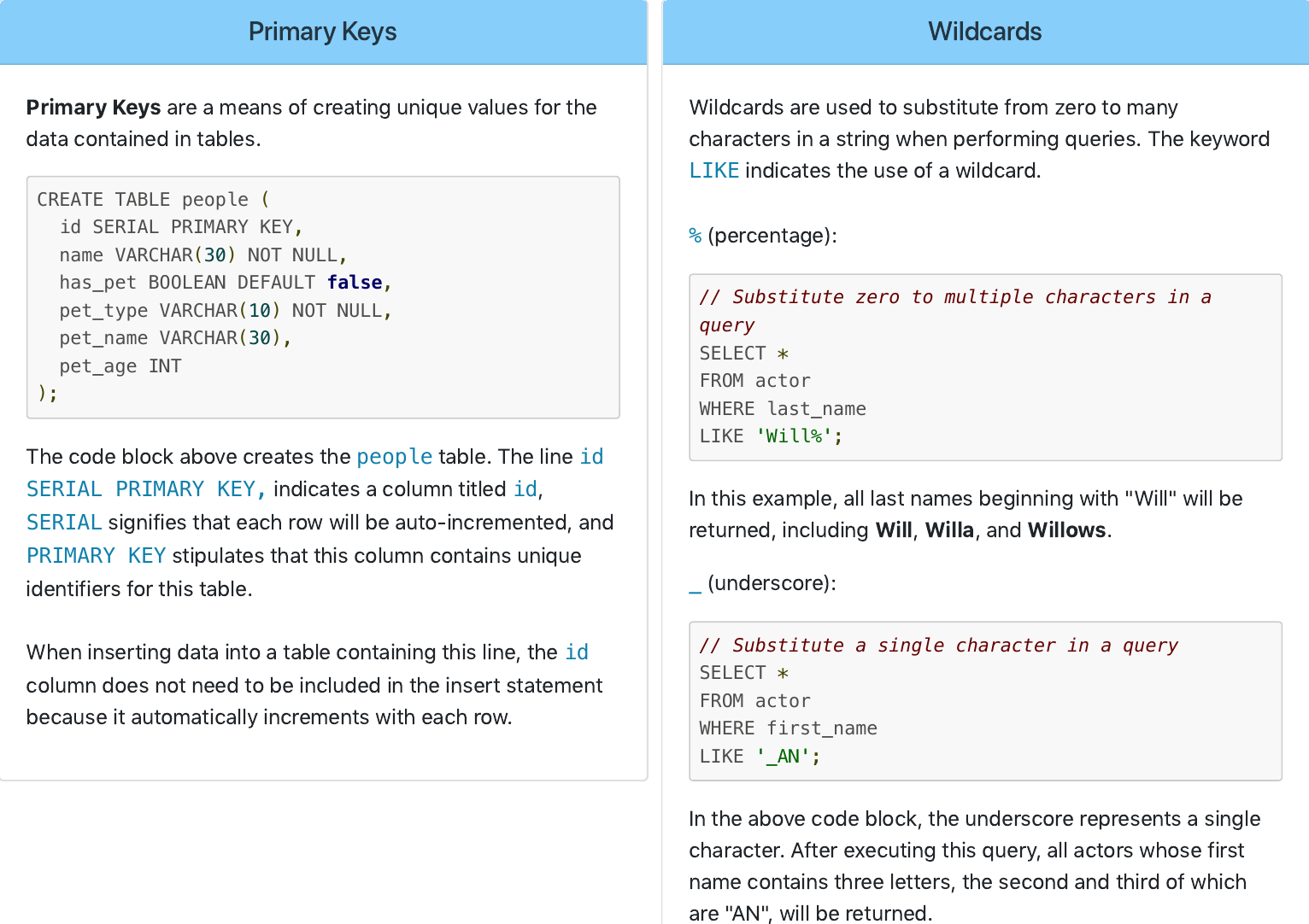 Page 2 of 2 - SQL Reference Guide