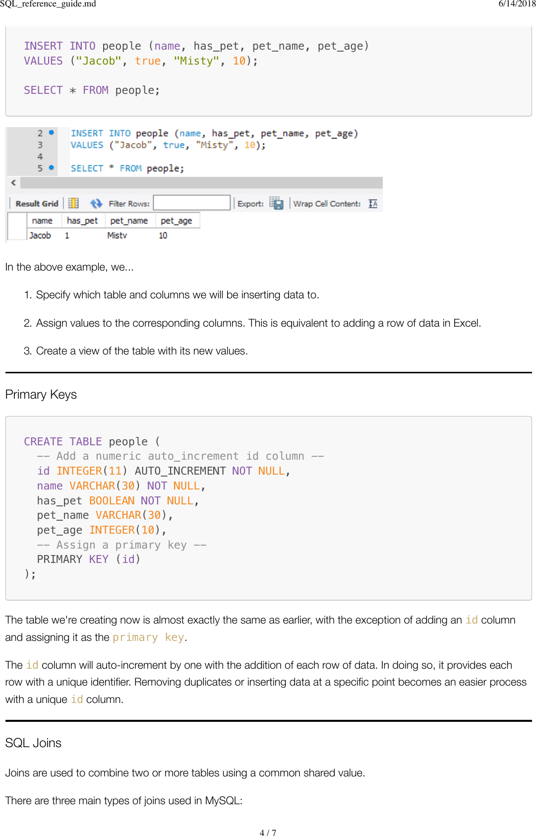 Page 4 of 7 - SQL Reference Guide