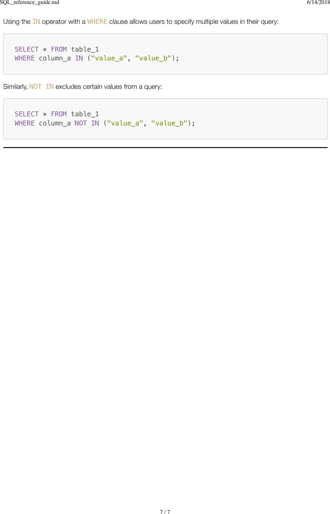 Page 7 of 7 - SQL Reference Guide