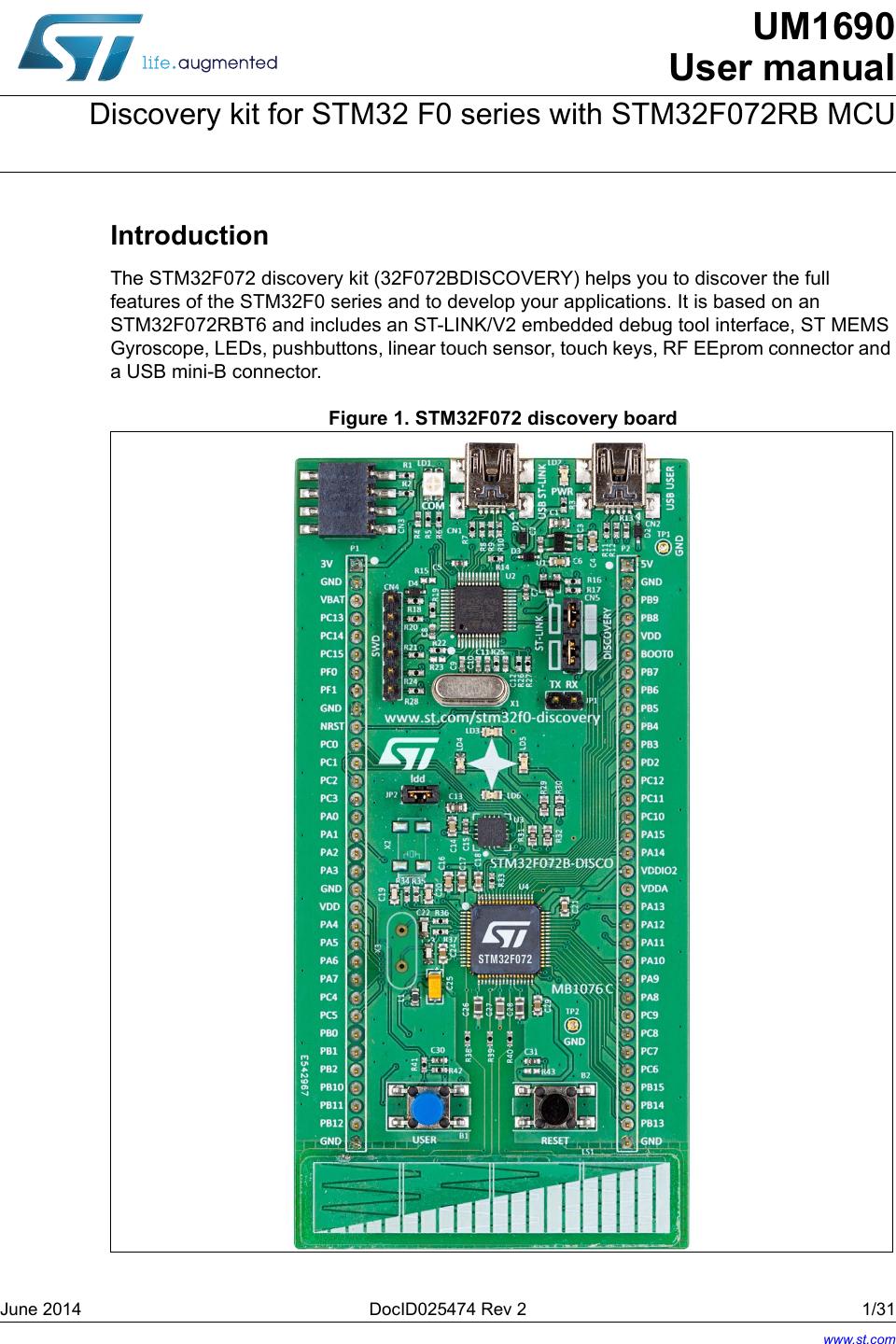 Discovery Kit For STM32 F0 Series With STM32F072RB MCU ...