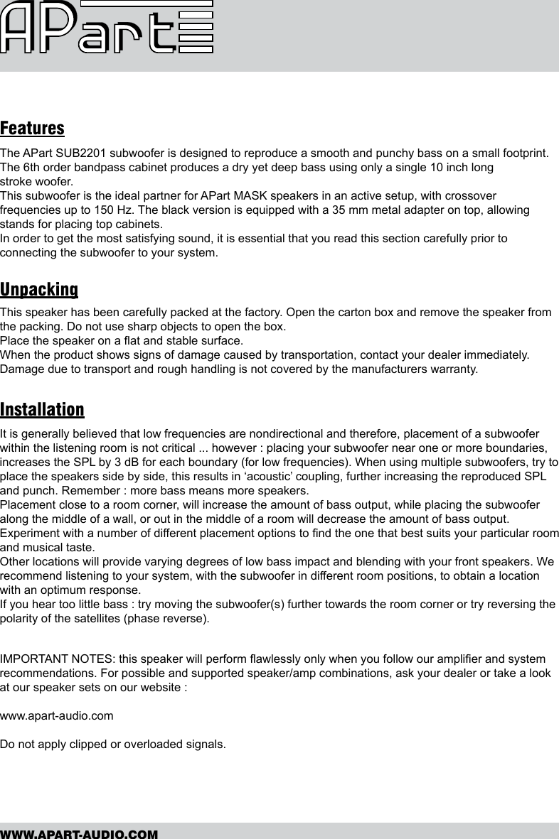 Page 2 of 4 - SUB2201-BL Manual