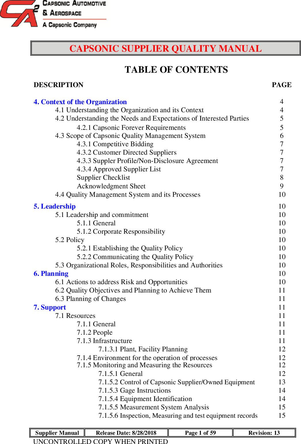 Quality Manual SUPPLIER QA REV 13