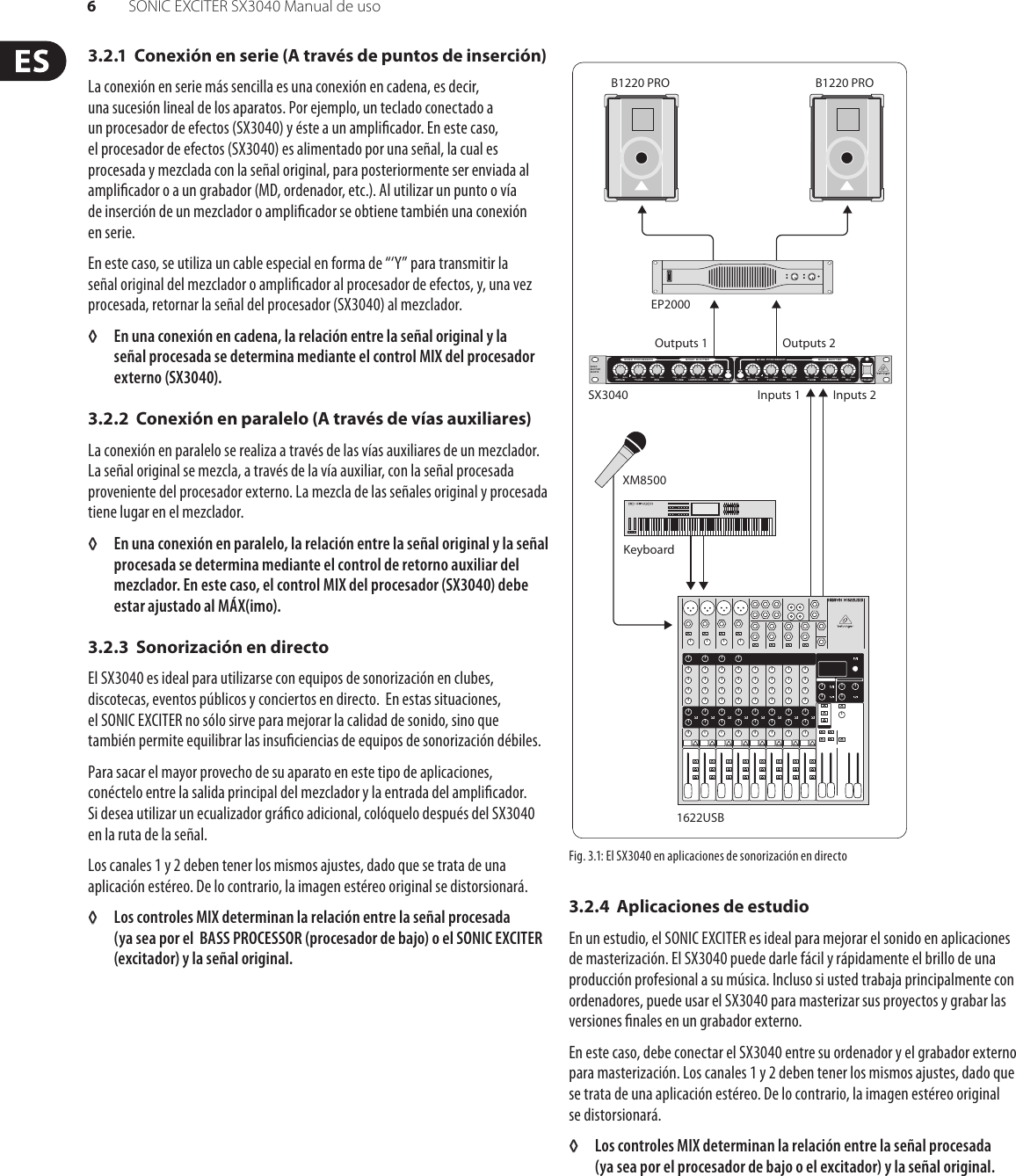 Page 6 of 10 - SONIC EXCITER SX3040 Behringer User Manual (Spanish) P0582 M ES