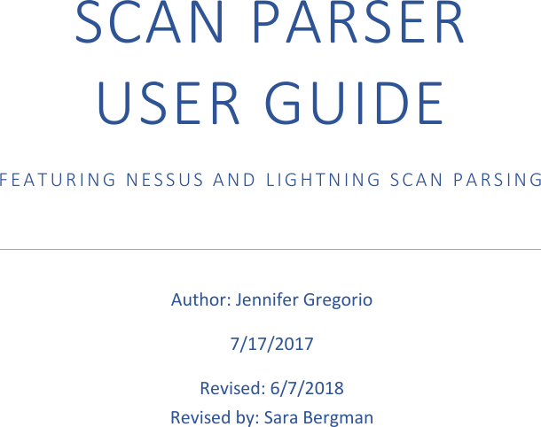 Page 1 of 8 - Scan Parser User Guide