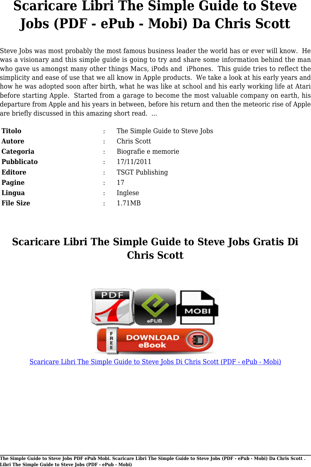 Page 2 of 10 - Scaricare Libri Gratis The Simple Guide To Steve Jobs Di Chris Scott(PDF - EPub Mobi) Scott