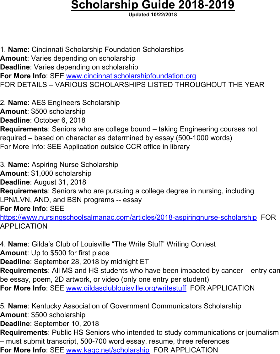 Page 1 of 6 - Scholarship Guide