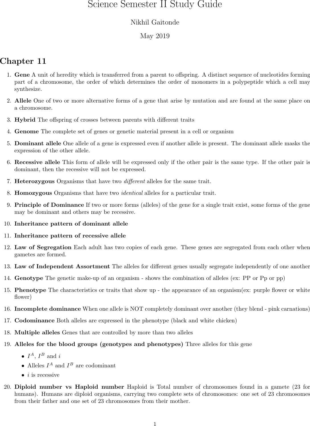 Page 1 of 9 - Science Semester II Study Guide