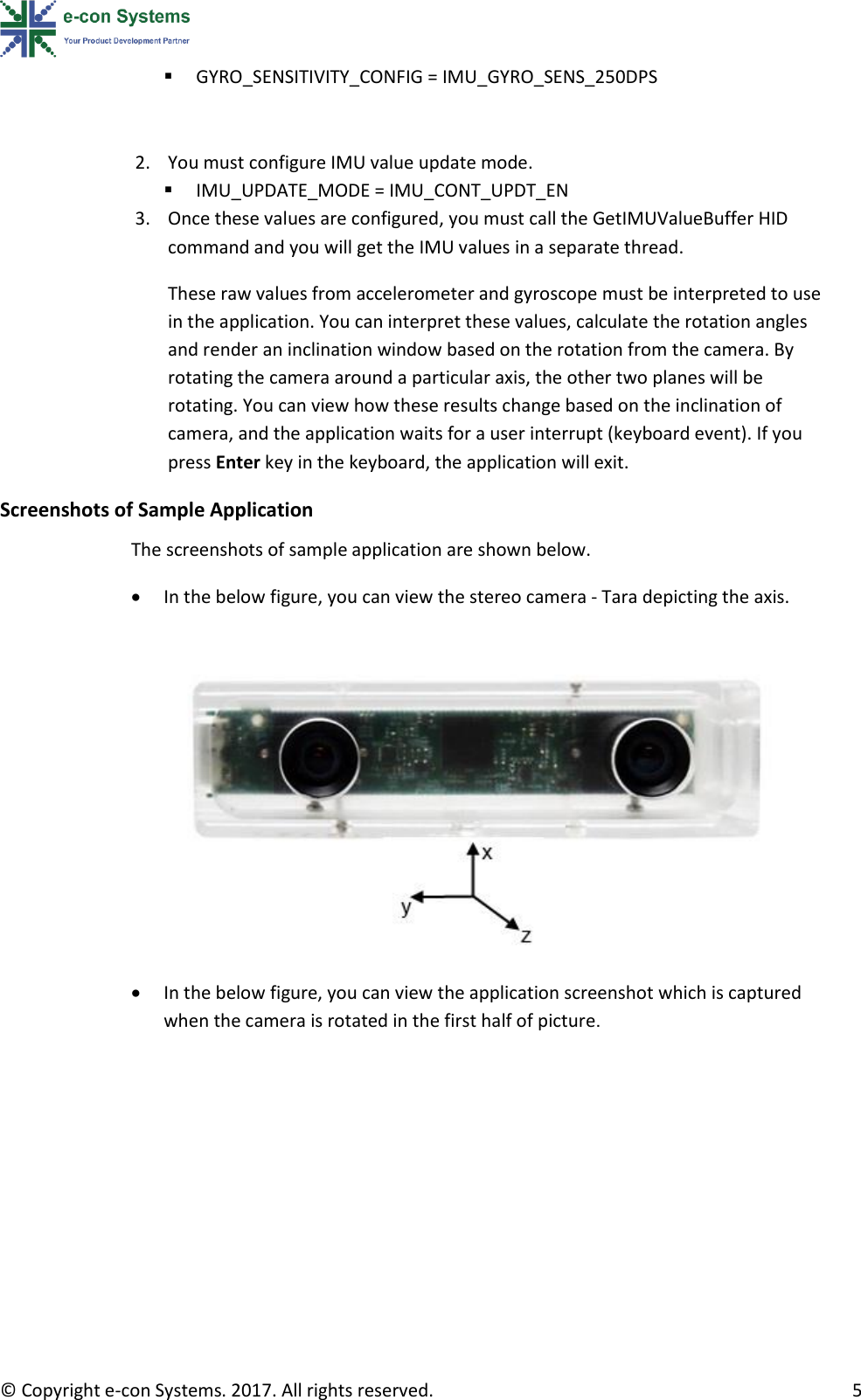Page 6 of 11 - See3CAM Stereo TARA IMU Sample App User Manual Rev 1 2