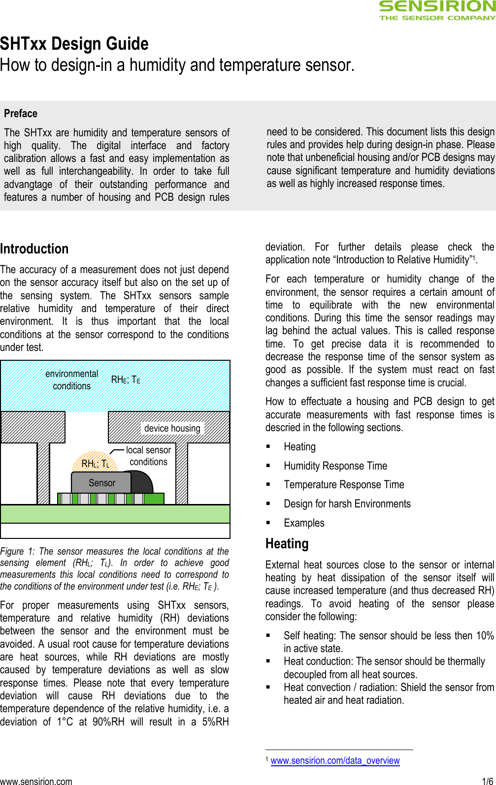Page 1 of 6 - SHTxx_DesignGuide_V1.0_C1 Sensirion Humidity Design Guide V1