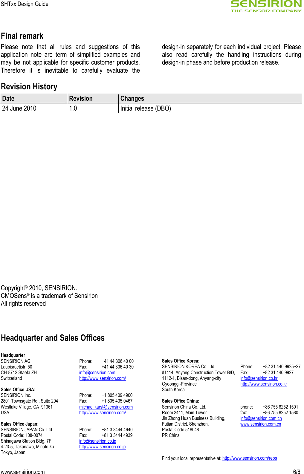 Page 6 of 6 - SHTxx_DesignGuide_V1.0_C1 Sensirion Humidity Design Guide V1