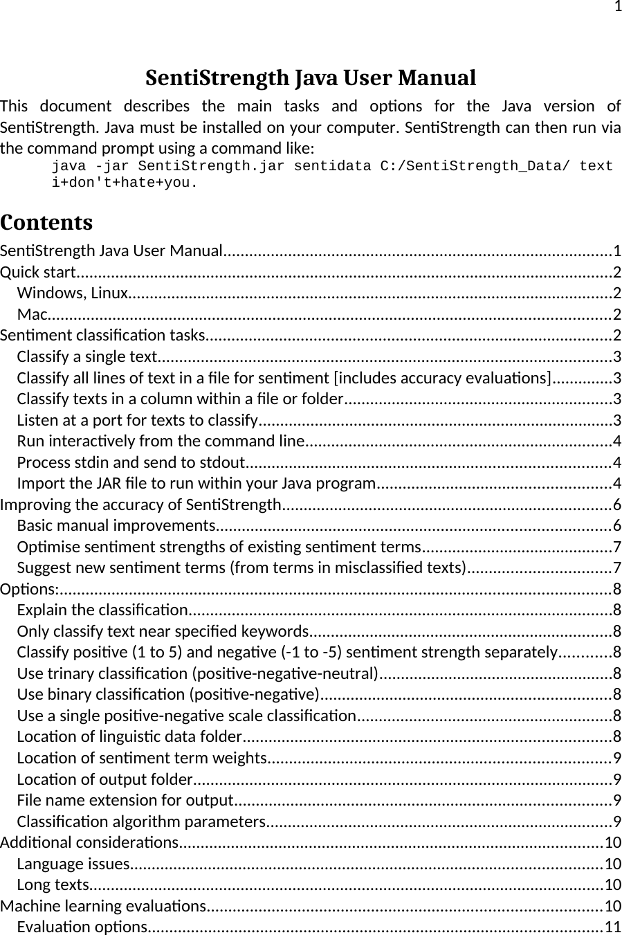 Page 1 of 12 - Senti Strength Java Manual