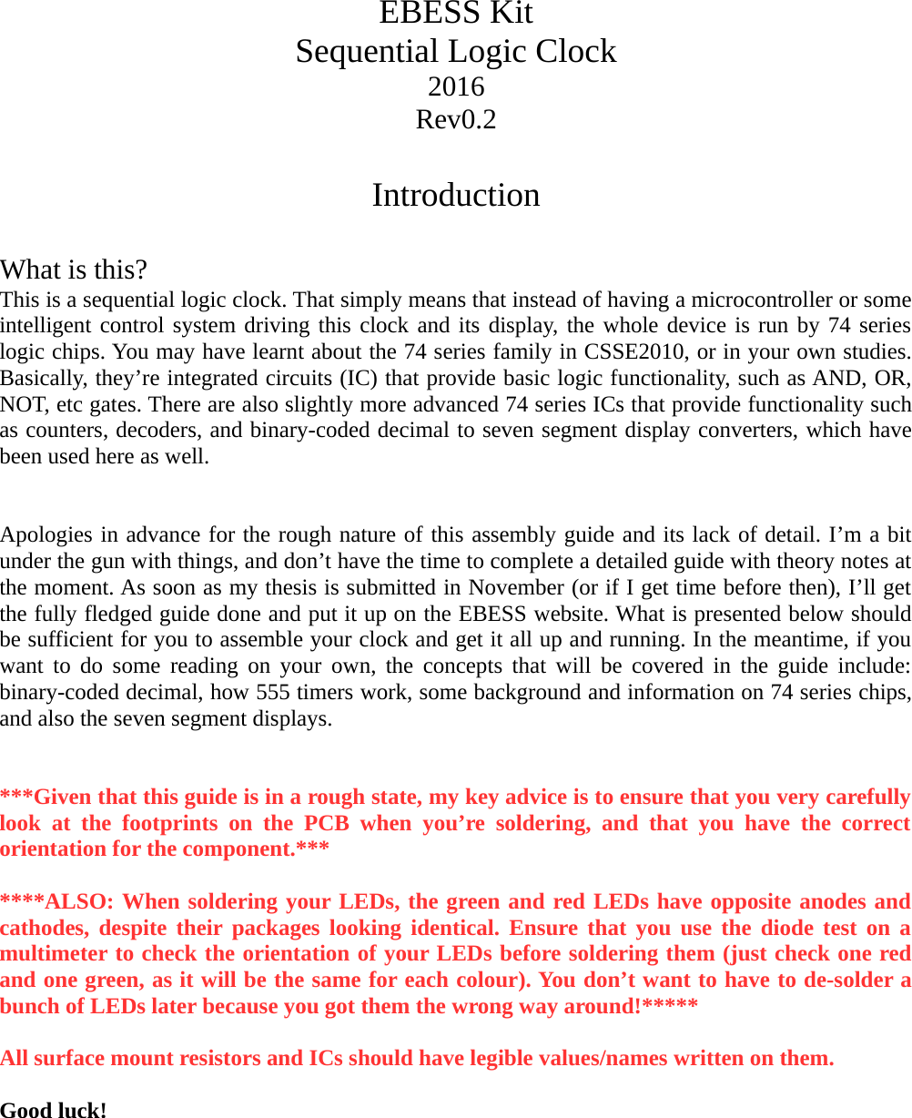 Page 2 of 12 - Sequential Logic Clock Kit Guide 0