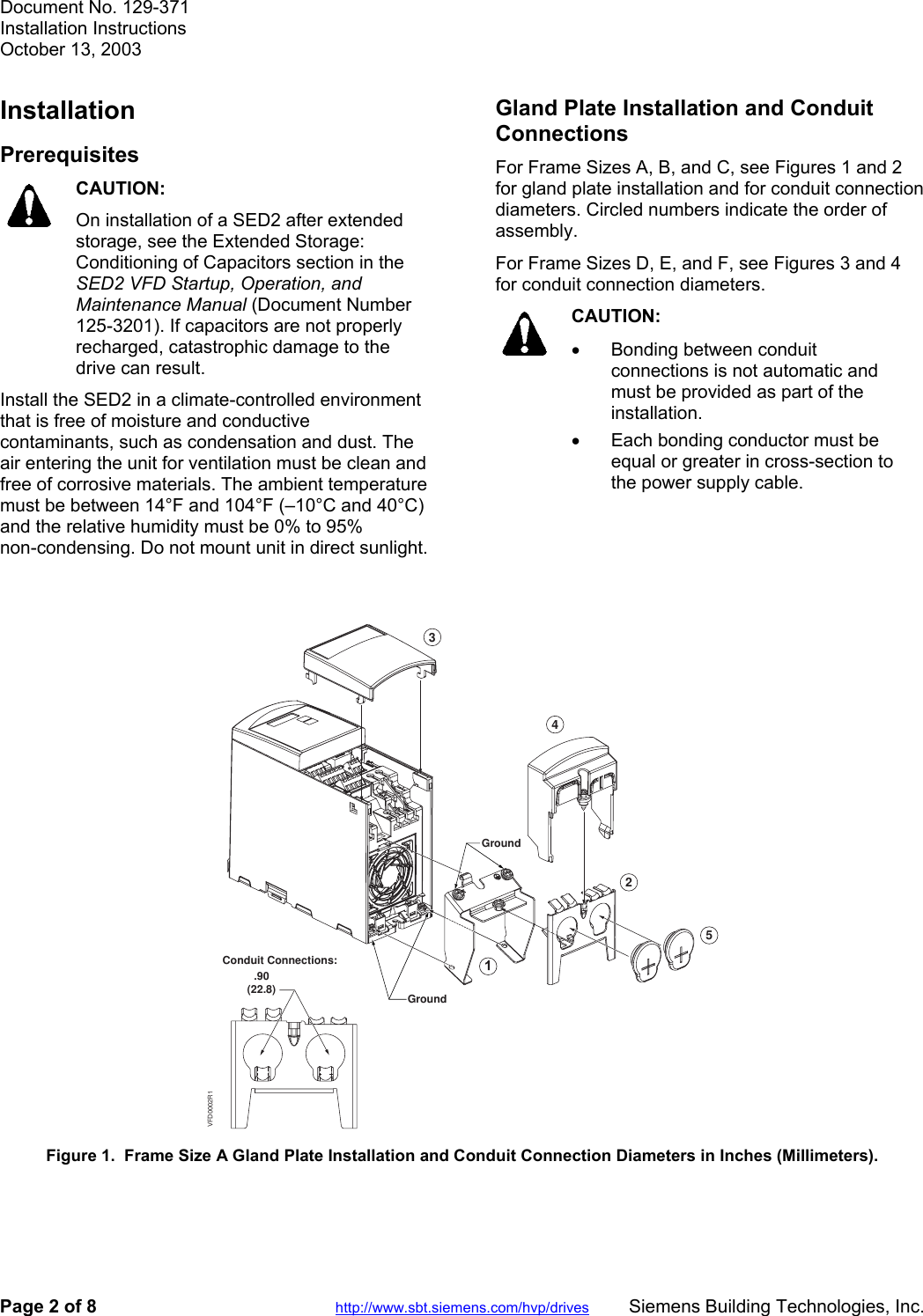 Page 2 of 8 - SED2 Variable Frequency Drives Siemens-SED2-Installation-Instructions