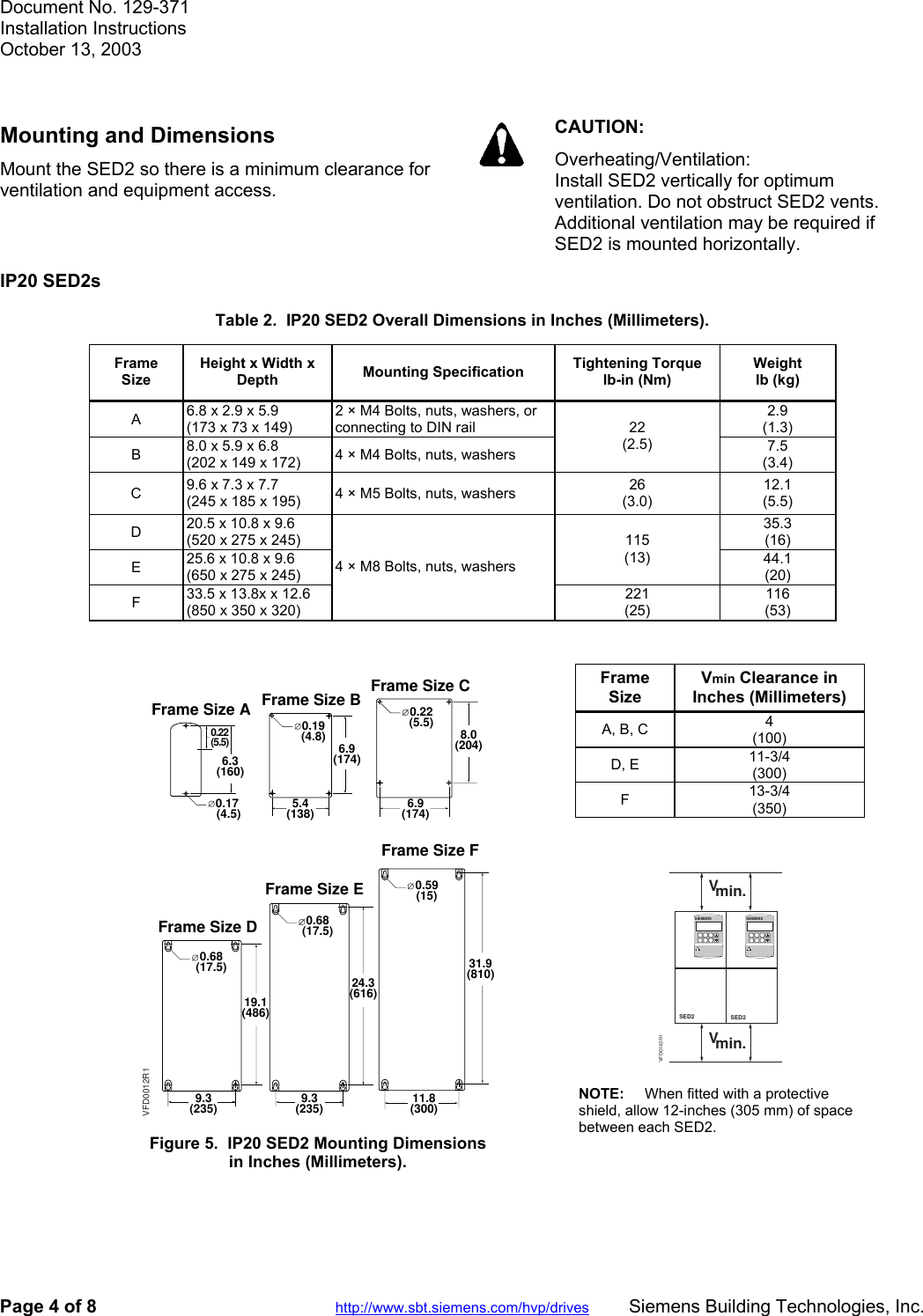 Page 4 of 8 - SED2 Variable Frequency Drives Siemens-SED2-Installation-Instructions