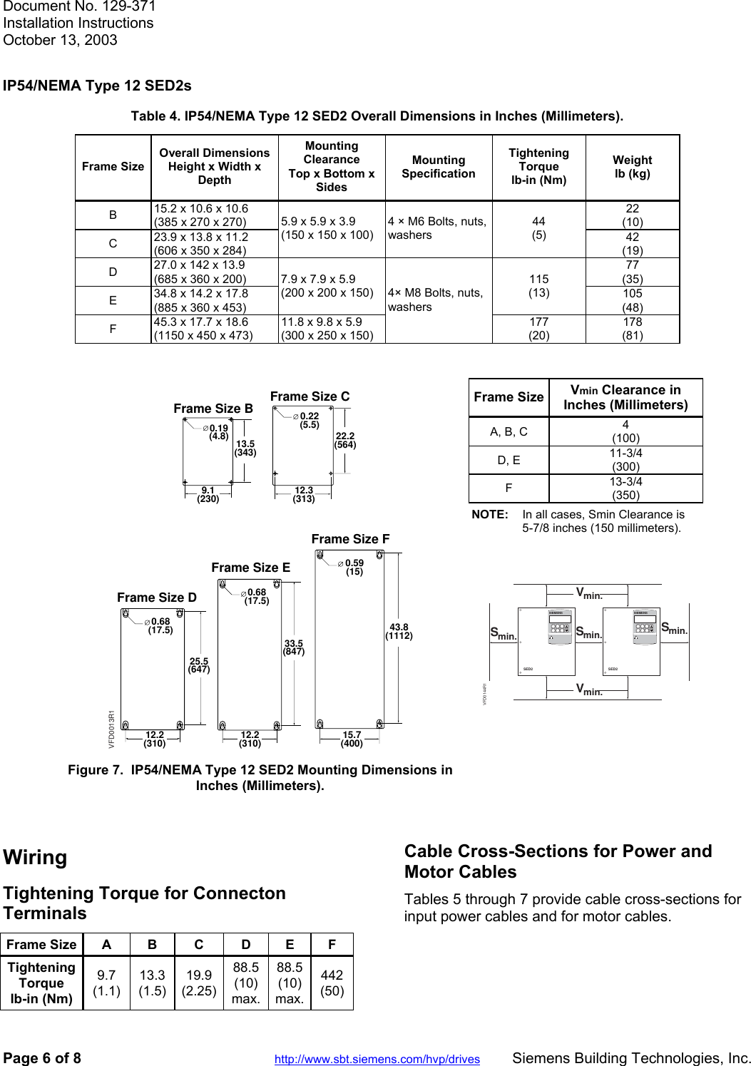 Page 6 of 8 - SED2 Variable Frequency Drives Siemens-SED2-Installation-Instructions