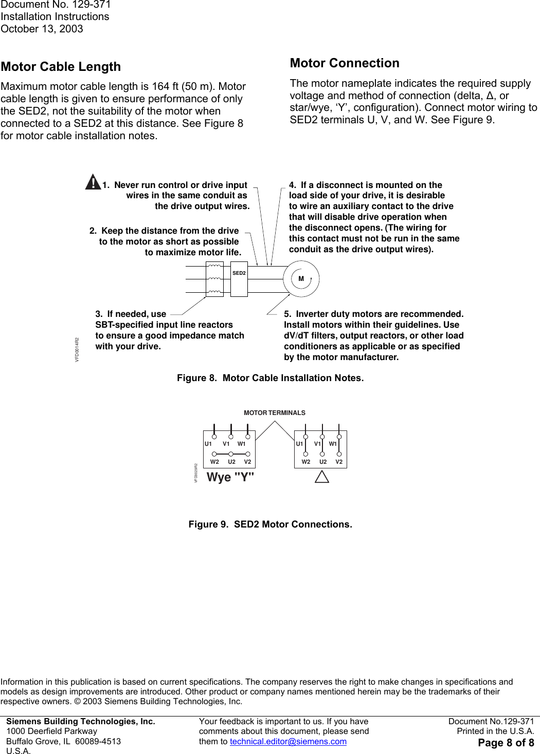 Page 8 of 8 - SED2 Variable Frequency Drives Siemens-SED2-Installation-Instructions