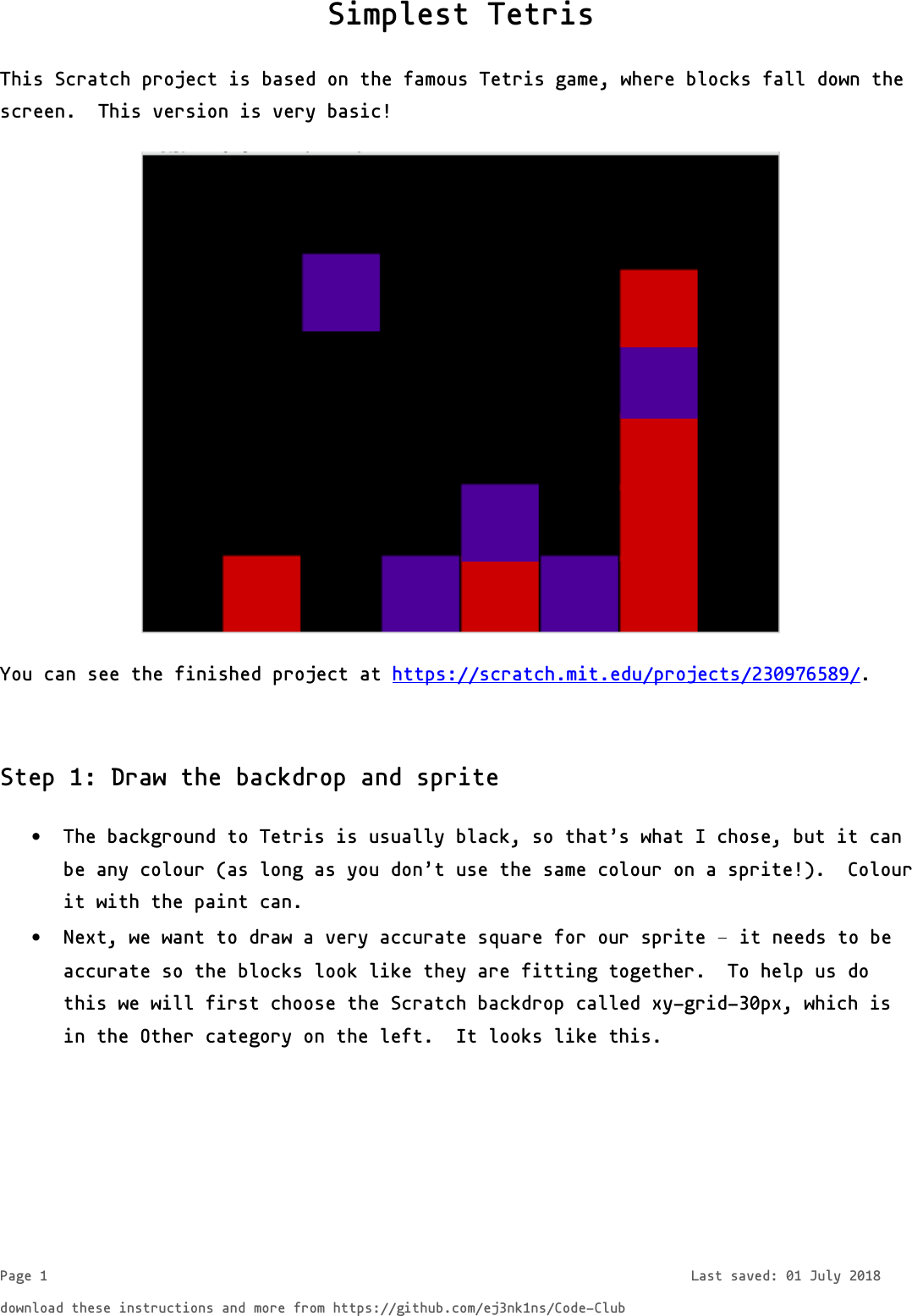 Simplest Tetris Instructionsx Instructions