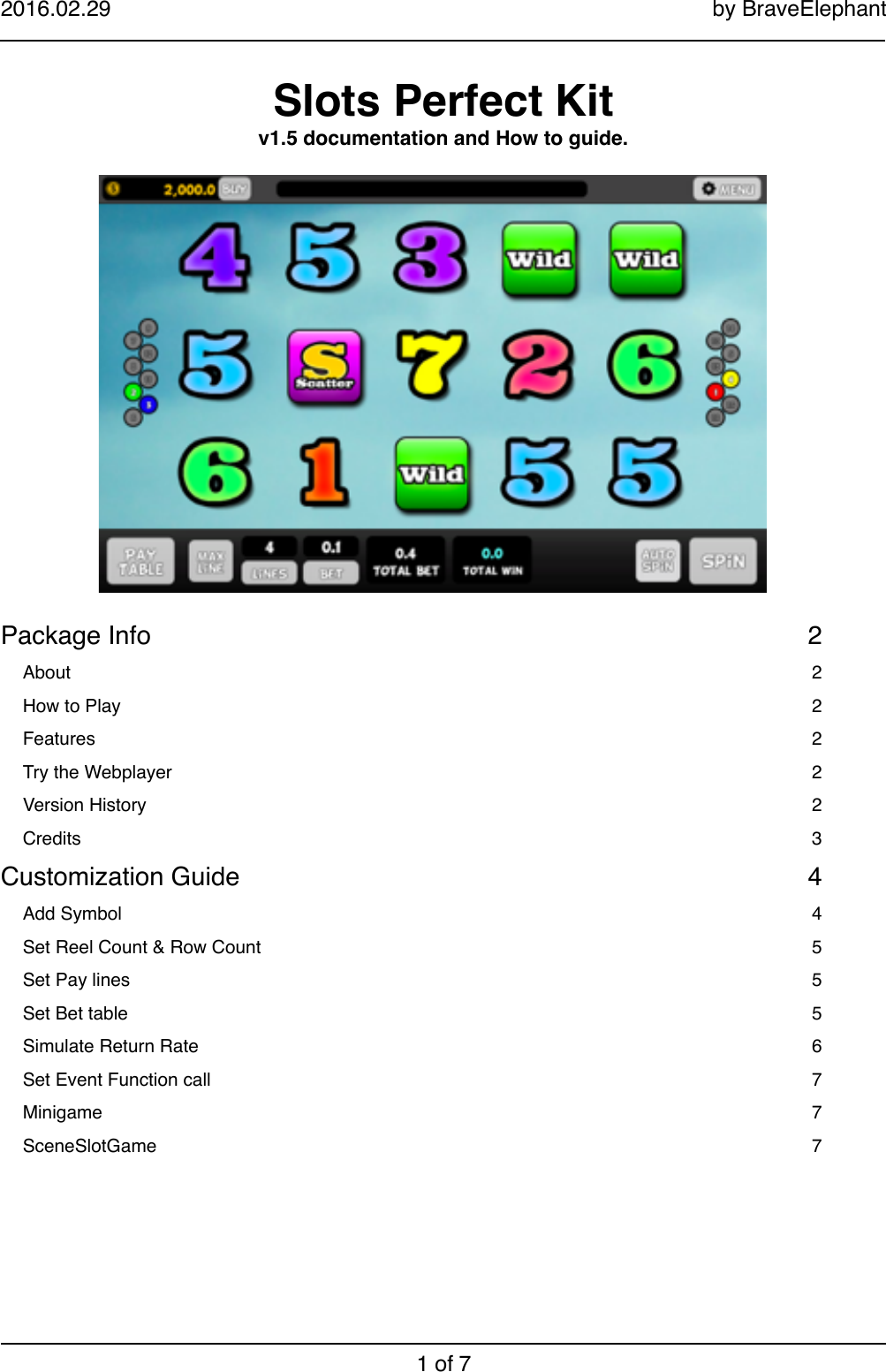 Page 1 of 7 - Slots Perfect Kit Manual