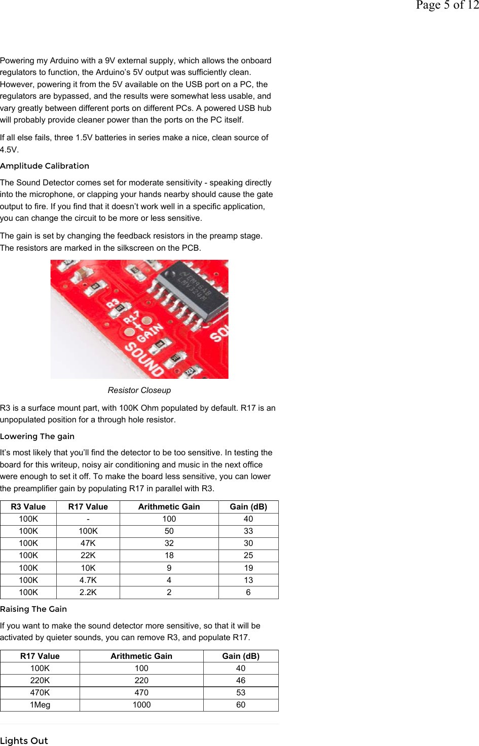 Page 5 of 12 - S://learn.sparkfun.com/tutorials/sound-detector-hookup-guid Sound Detector Hookup Guide 2