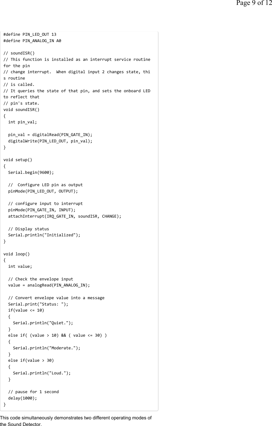 Page 9 of 12 - S://learn.sparkfun.com/tutorials/sound-detector-hookup-guid Sound Detector Hookup Guide 2
