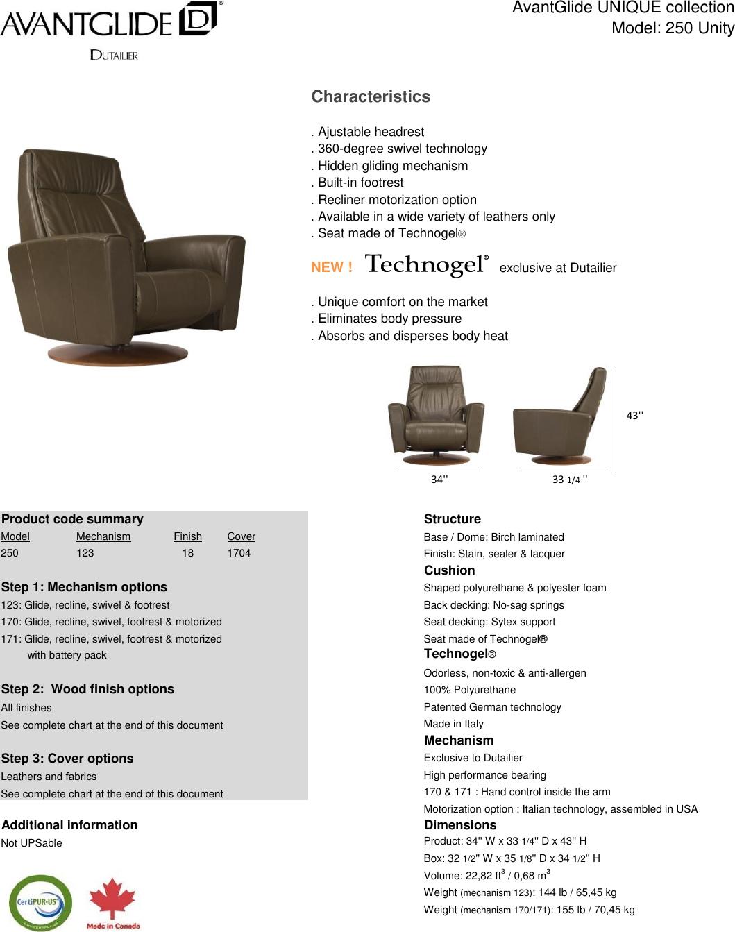 Page 1 of 1 - Spec Sheet Unique 250 Unity En