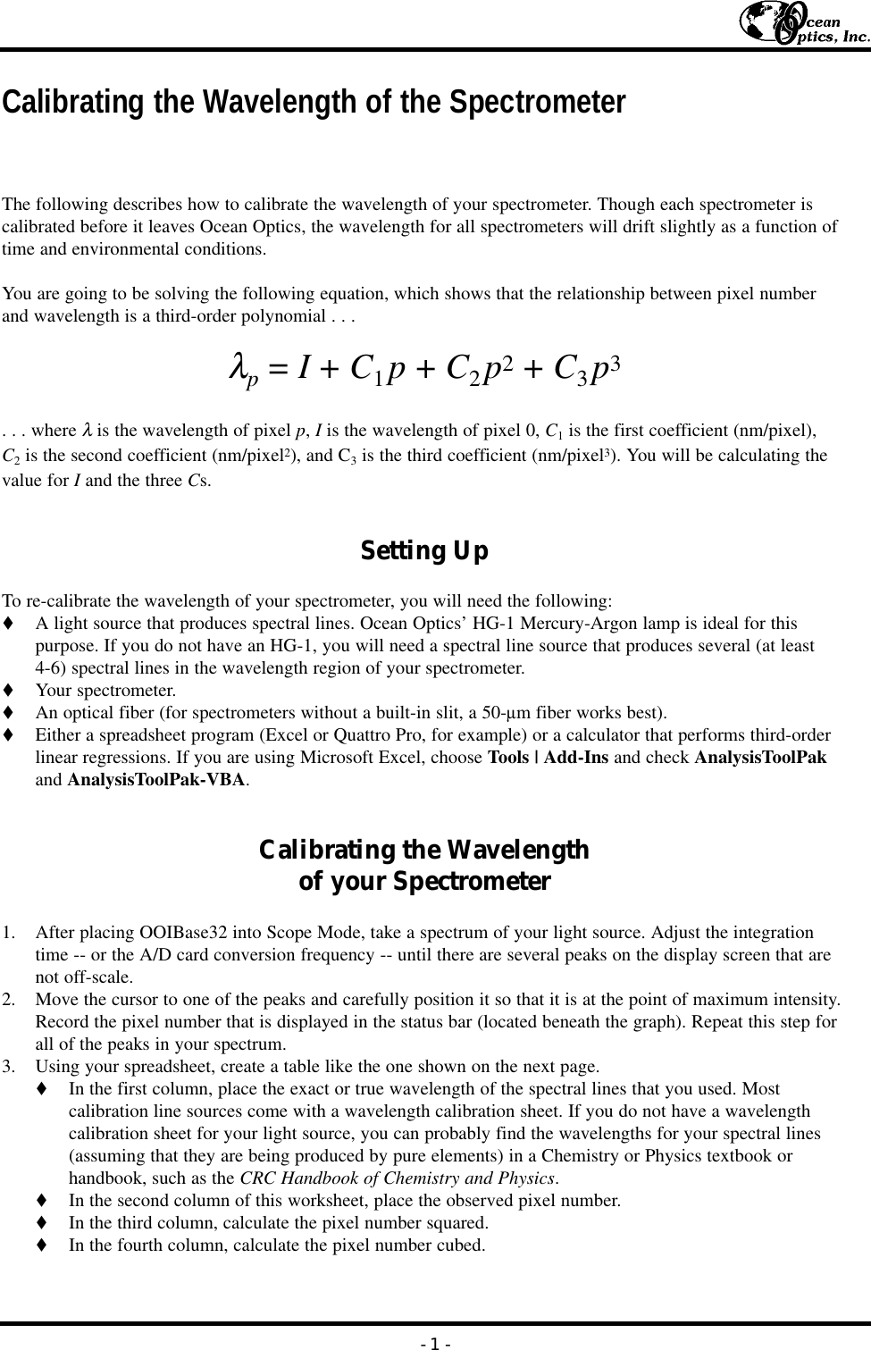 Page 1 of 2 - Spectrometer-Wavelength-Calibration-Instructions