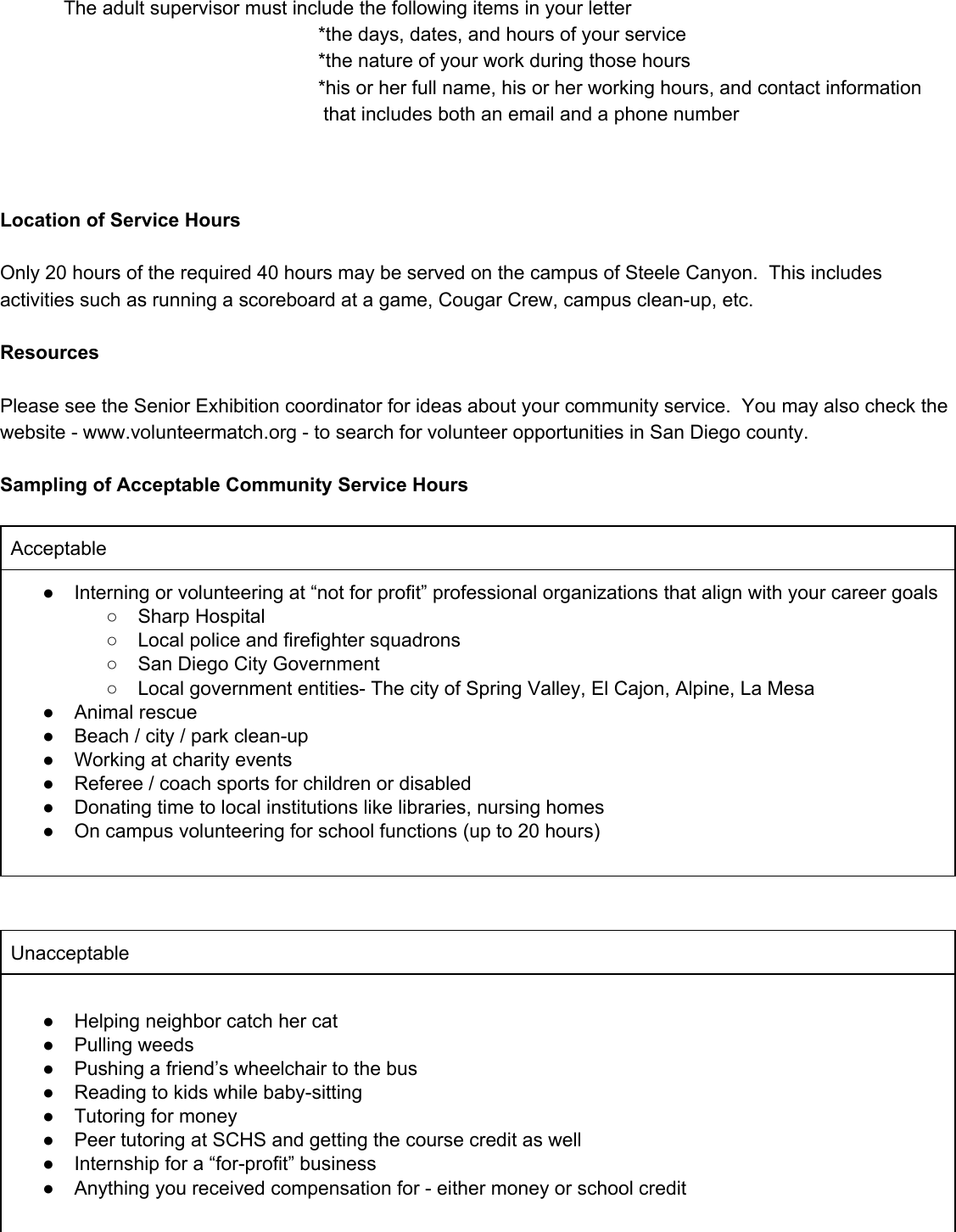 Page 2 of 3 - Steele Canyon - Coomunity Service Instructions