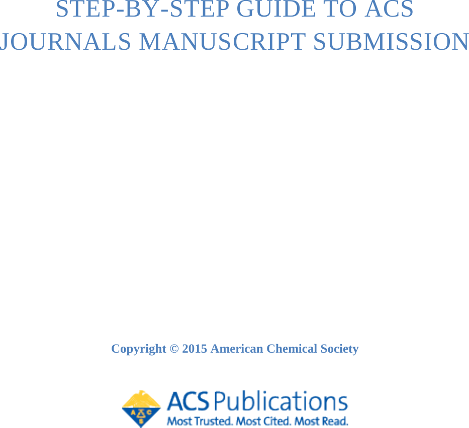 Step by Guide To ACS Journals Manuscript Submission