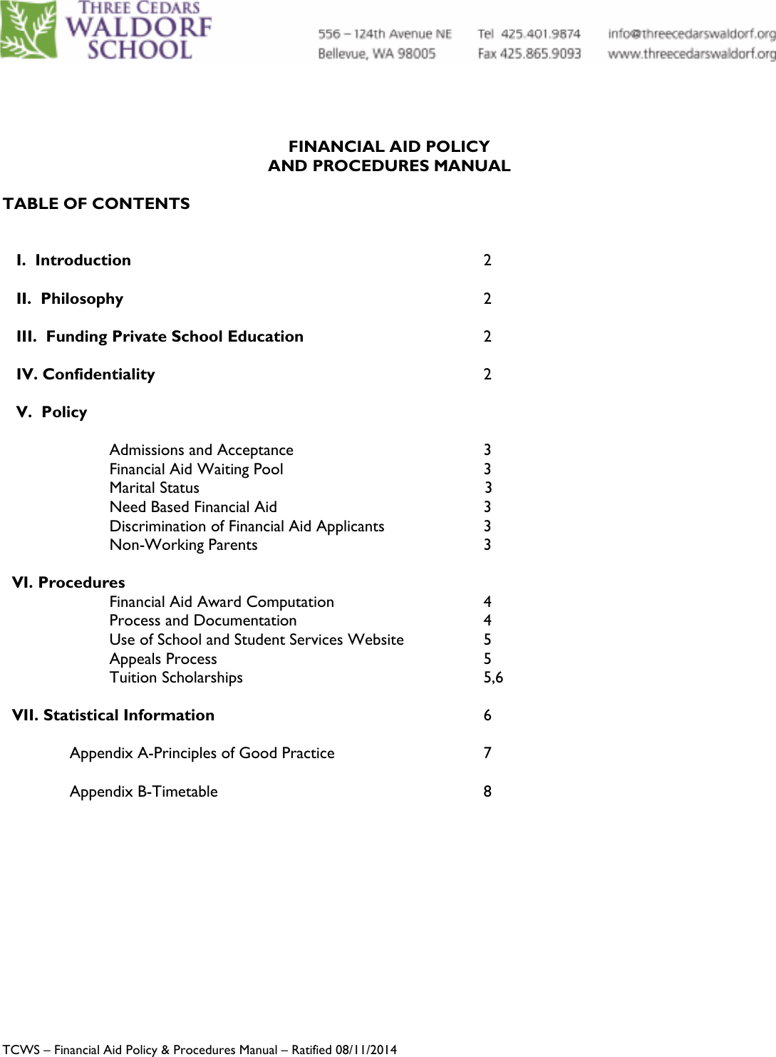 Page 1 of 8 - TCWS Financial Aid Policy And Procedures Manual 08112014 TCWS-Financial-Aid-Policy-and-Procedures-Manual-08112014