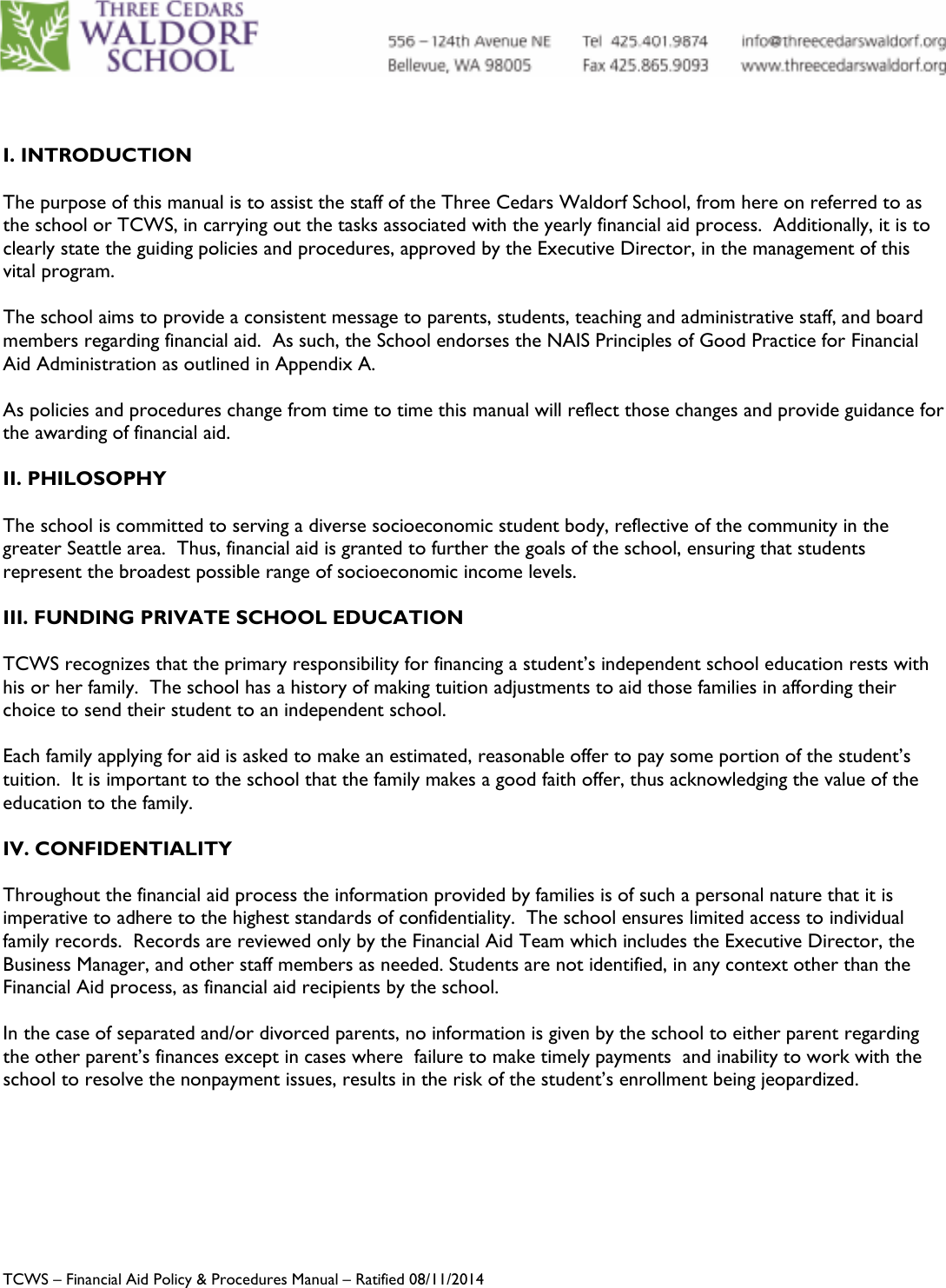 Page 2 of 8 - TCWS Financial Aid Policy And Procedures Manual 08112014 TCWS-Financial-Aid-Policy-and-Procedures-Manual-08112014